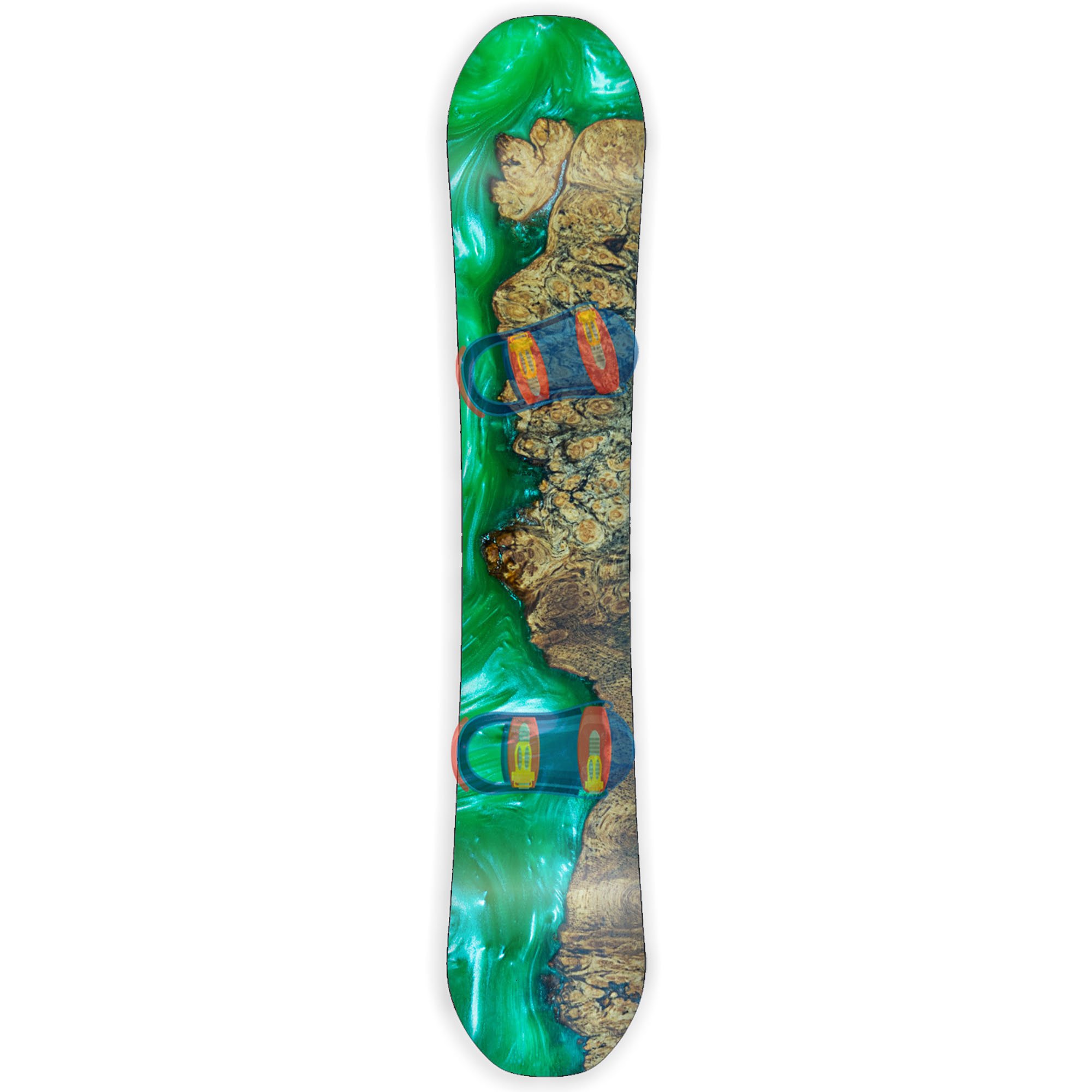 Snowboard Wrap Graphic Sticker Skin Cover - Includes Breakaway Knife - Universal Fit up to 65 inches and 14 inches Wide - Green Resin Wood