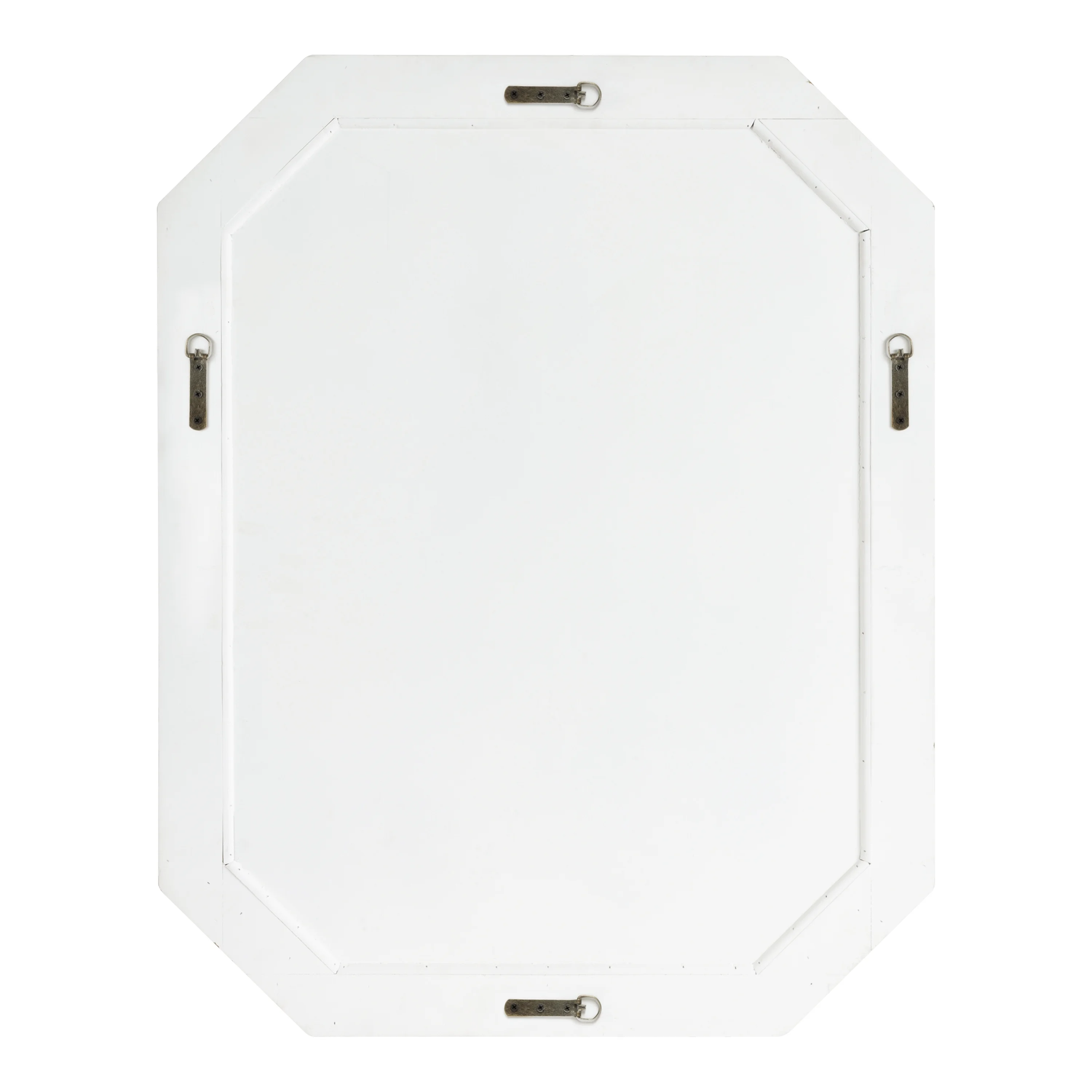 Kate and Laurel Palmer Large Rustic Wood Framed Octagon Wall Mirror, 28 x 36, White, Distressed Farmhouse Wall Accent