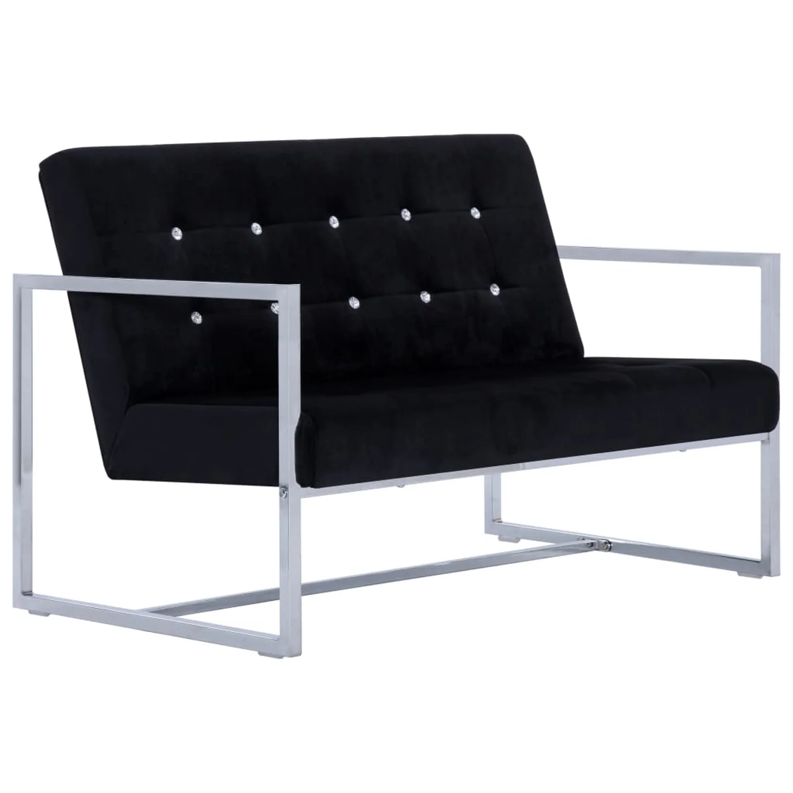 Aibecy 2-Seater Sofa with Armrests Black Chrome and