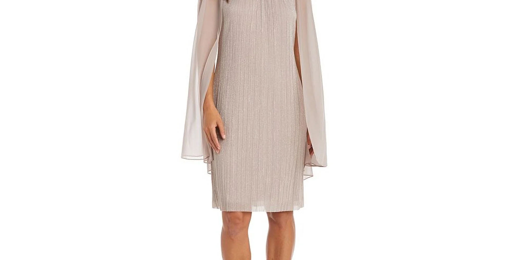 R & M Richards Women's Cape Overlay Sheath Dress Brown Size 12Petite