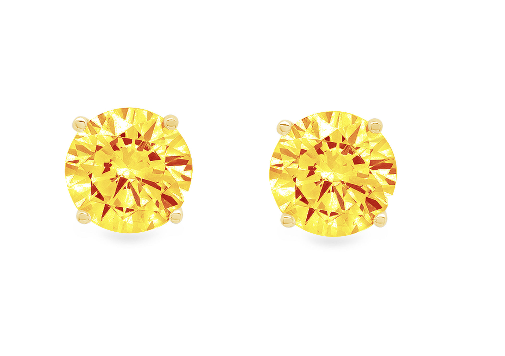 3 ct round cut studs yellow natural citrine 18k yellow gold earrings push back