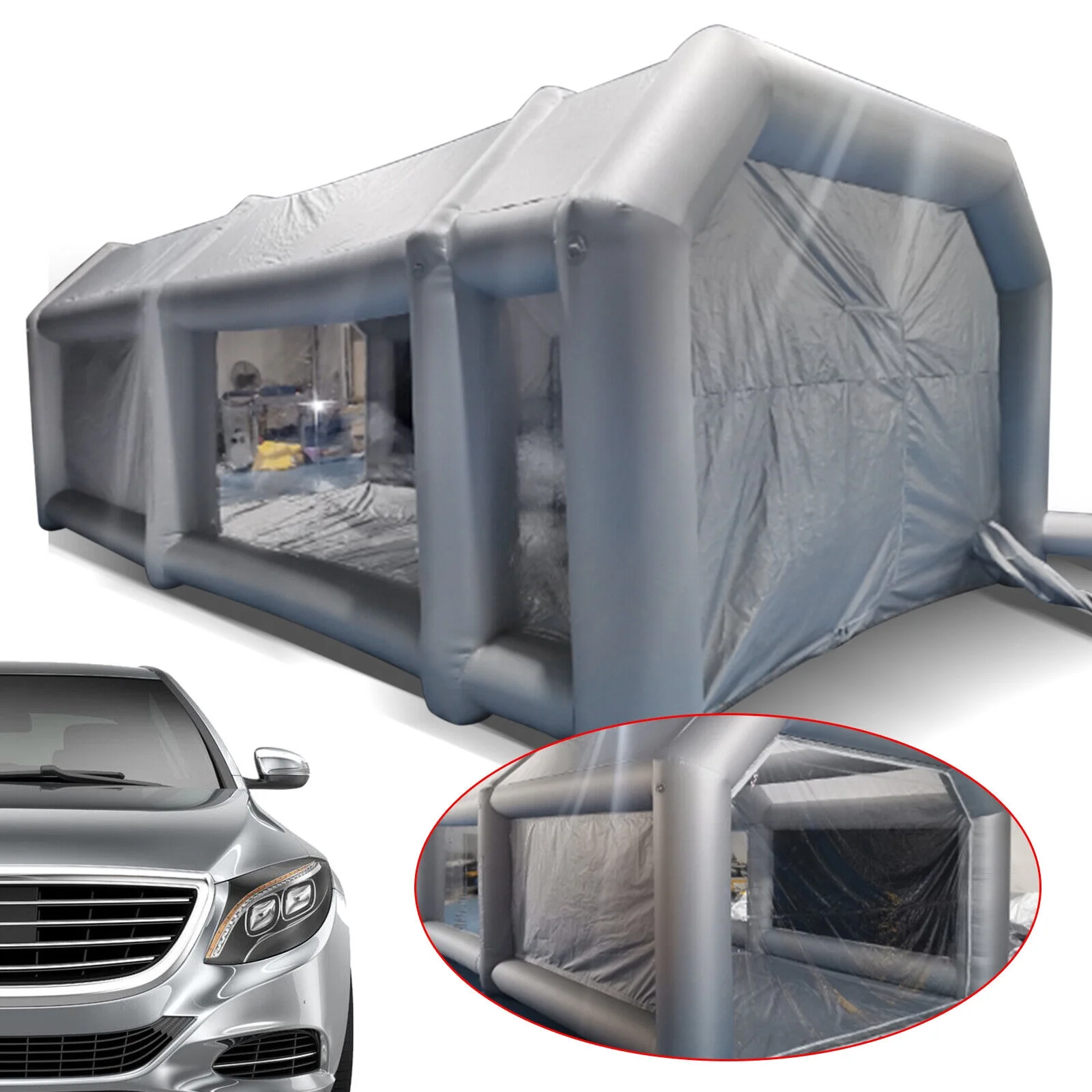 ZhdnBhnos 26X15X10FT Inflatable Spray Booth Professional Portable Paint Tent Mobile Car Workstation Spray Painting Cabin