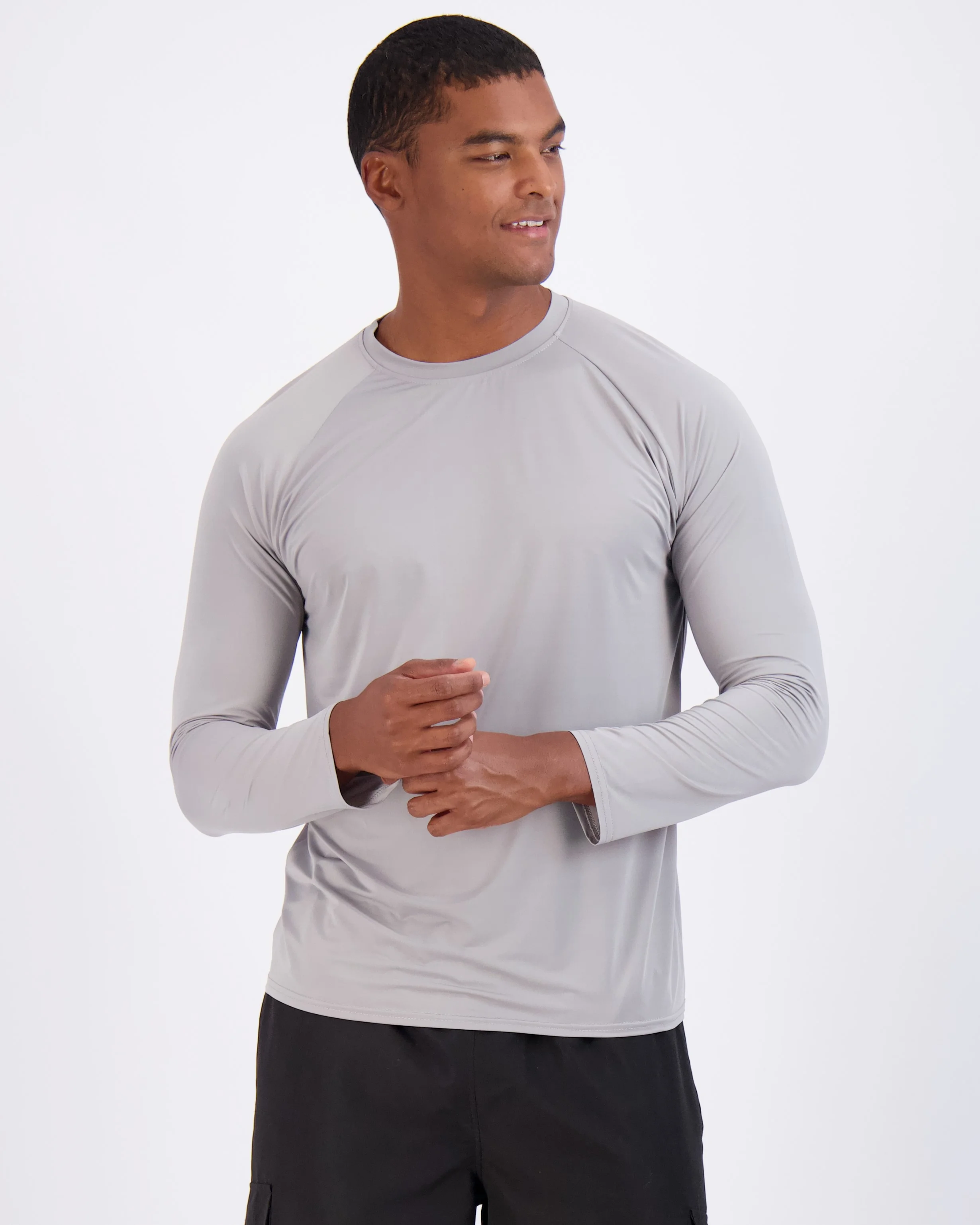 Real Essentials 4 Pack: Mens Long Sleeve Rash Guard Shirt Swimwear UPF 50+ Sun Protection Surf Top (Available in Big & Tall)