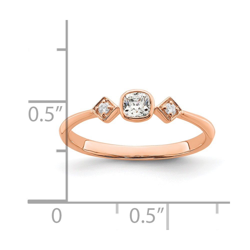 14k Rose Gold Polish Petite Cushion Diamond Ring Size 7.00 Jewelry Gifts for Women - 1.6 Grams