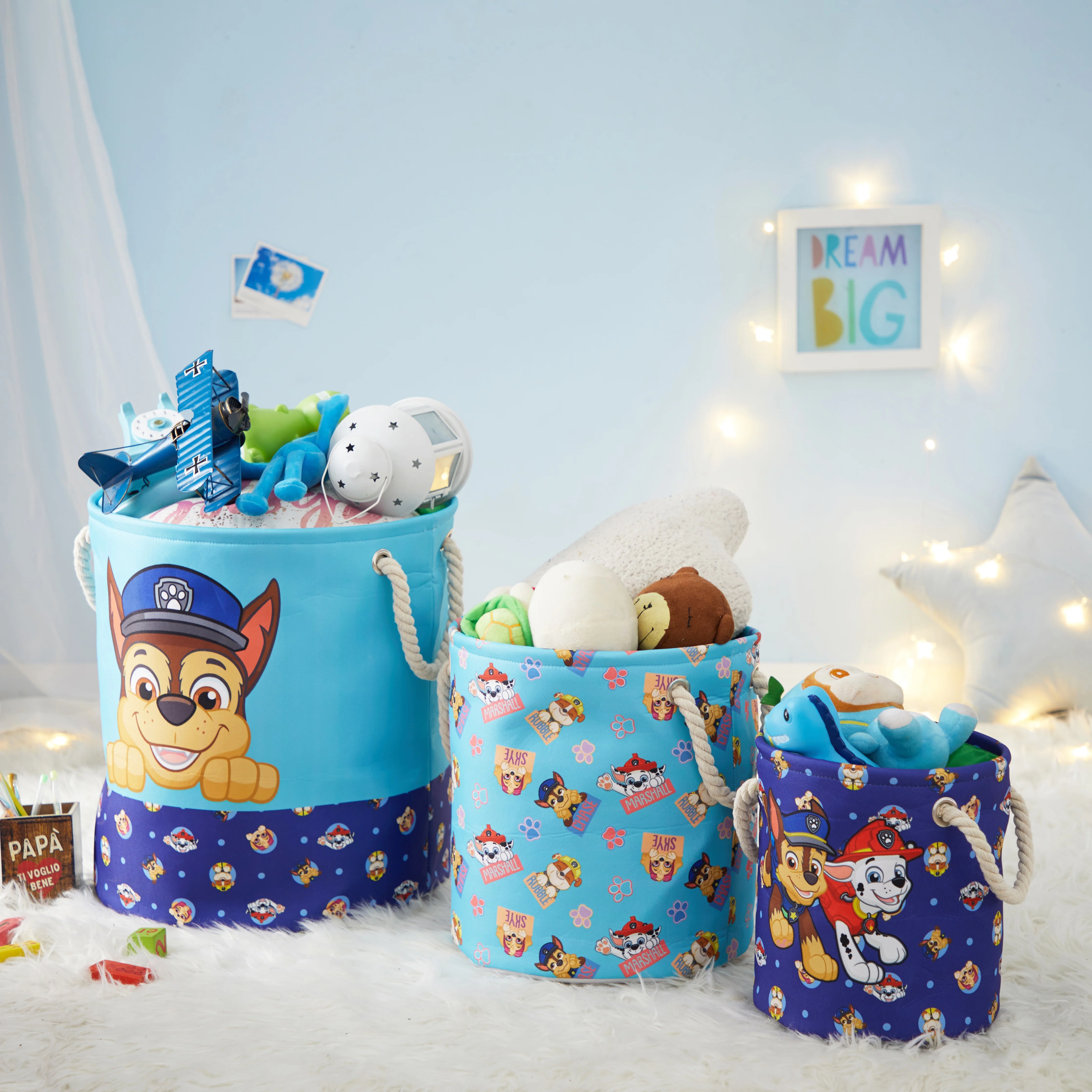 Paw Patrol Kids Fabric Round Nestable Storage Bin Set, 3-Piece