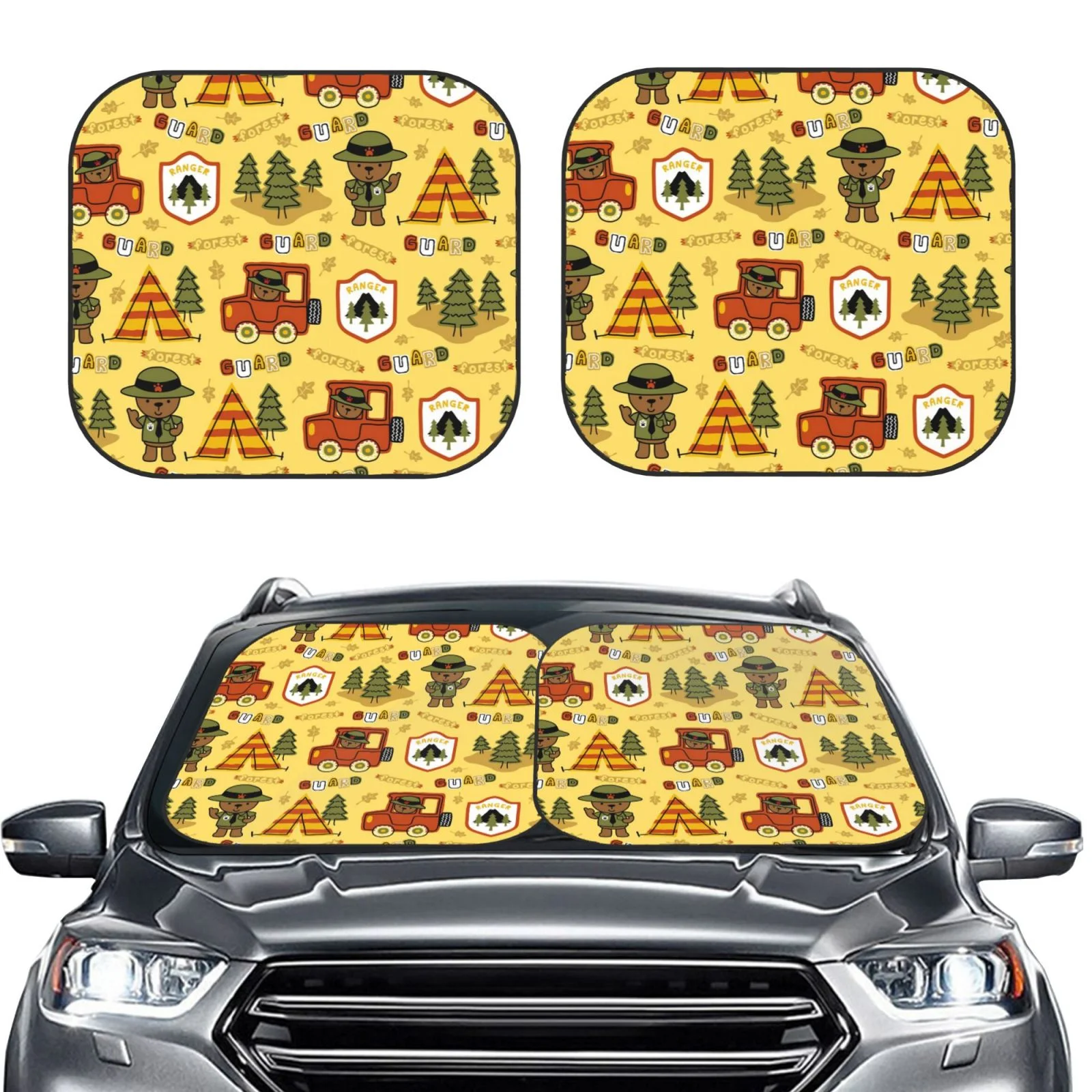 Coaee Forest Guard,Car Tenttrees Foldable Car Sun Shade,Car Sun Shade For Front Window,Protector Blocks Uv Rays ,Windshield Sunshades To Fit Most Cars, Suvs And Trucks - Small