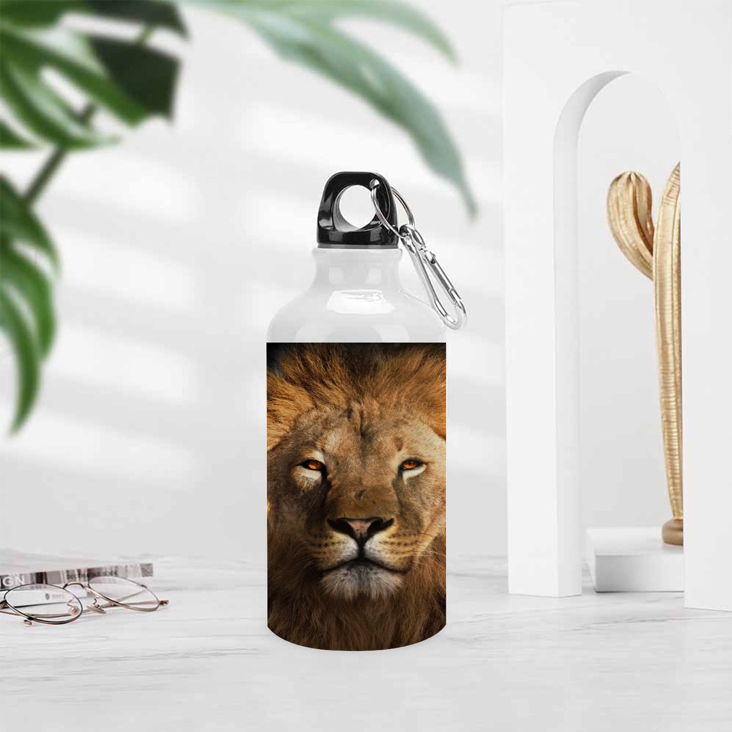 SKYSONIC 400ml Sport Aluminum Water Bottle,Lion King,Sport Multipack Leak Proof Easy Carry Travel Bottle with Twist Cap for Gym Hiking Camping Running Bike Outdoor