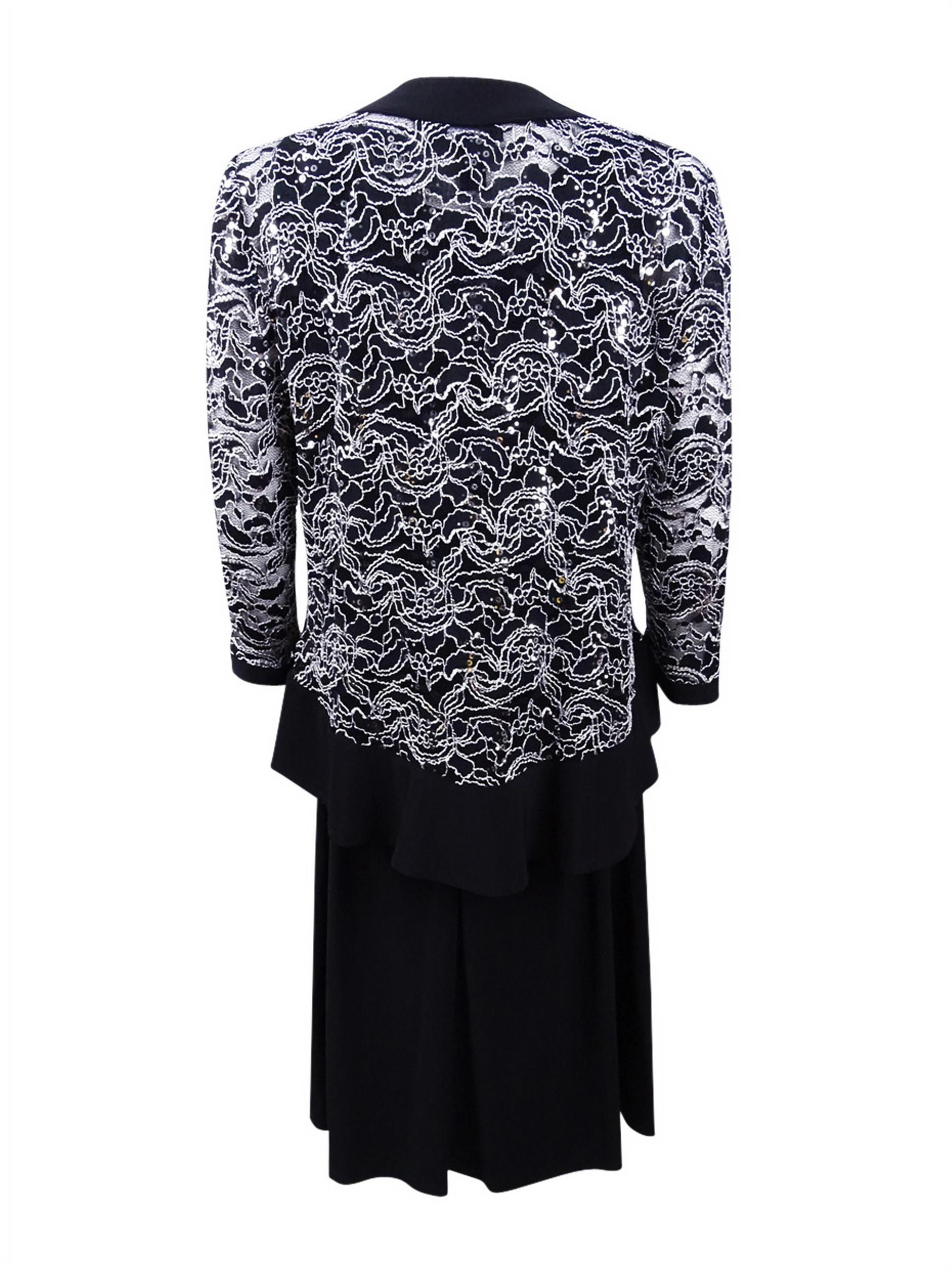 R&M Richards Women's Lace Ity Jacket Dress (10, Black/White)