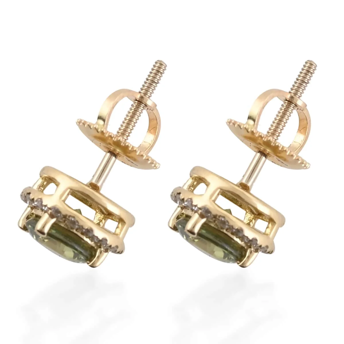 Iliana AAA Demantoid Garnet White Diamond Round 18K White Gold Stud Solitaire Earrings for Women Jewelry Gifts Ct 1.1 G-H Color Si1 Clarity Wedding Engagement Promise Anniversary Birthday Gifts