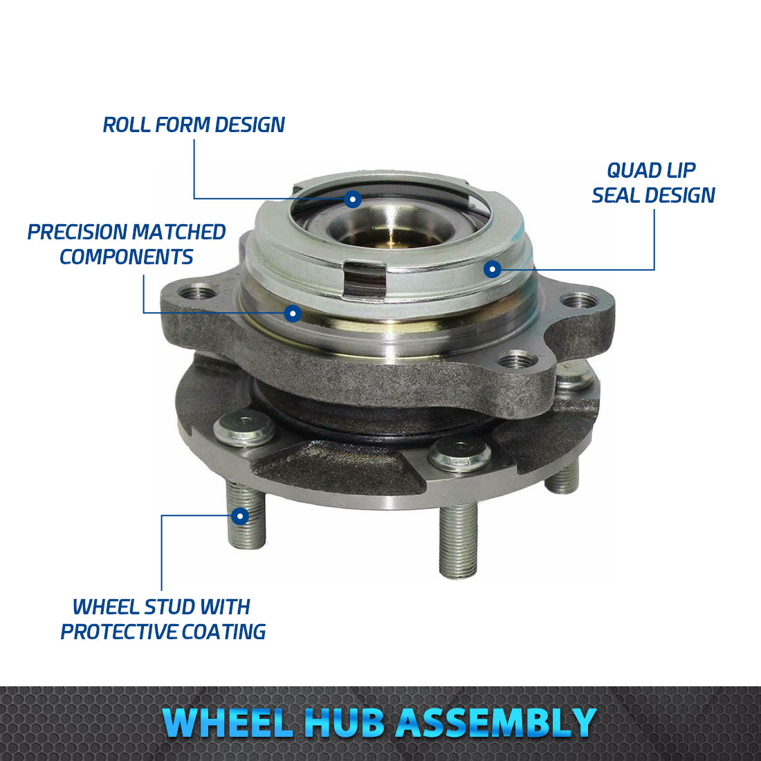 Bode-man Pair Front Wheel Hub and Bearing Assembly for 2007-2013 Altima 3.5L/ 2014-2017 Altima/ 2009-2017 Maxima/ 2009-2018 Murano/ 2013-2017 Pathfinder/ 2011-2013 Quest