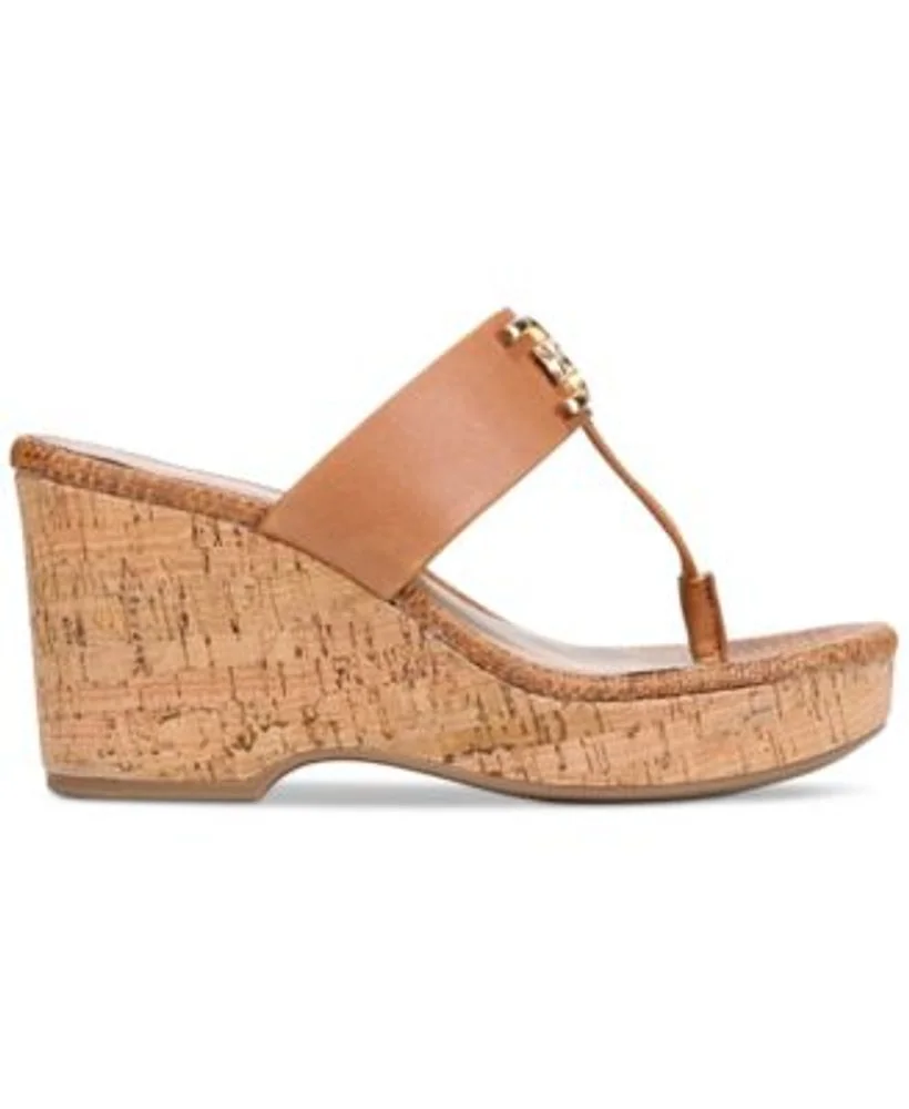 Sam Edelman Yardlie Cuoio Brown Wedge Heel Leather Strap Slip On Heeled Sandals (Cuoio Brown, 6.5)