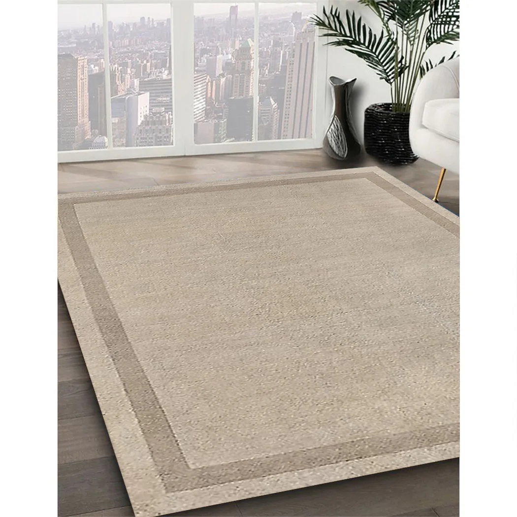 Ahgly Company Indoor Rectangle Mid-Century Modern Camel Brown Solid Area Rugs, 5' x 7'
