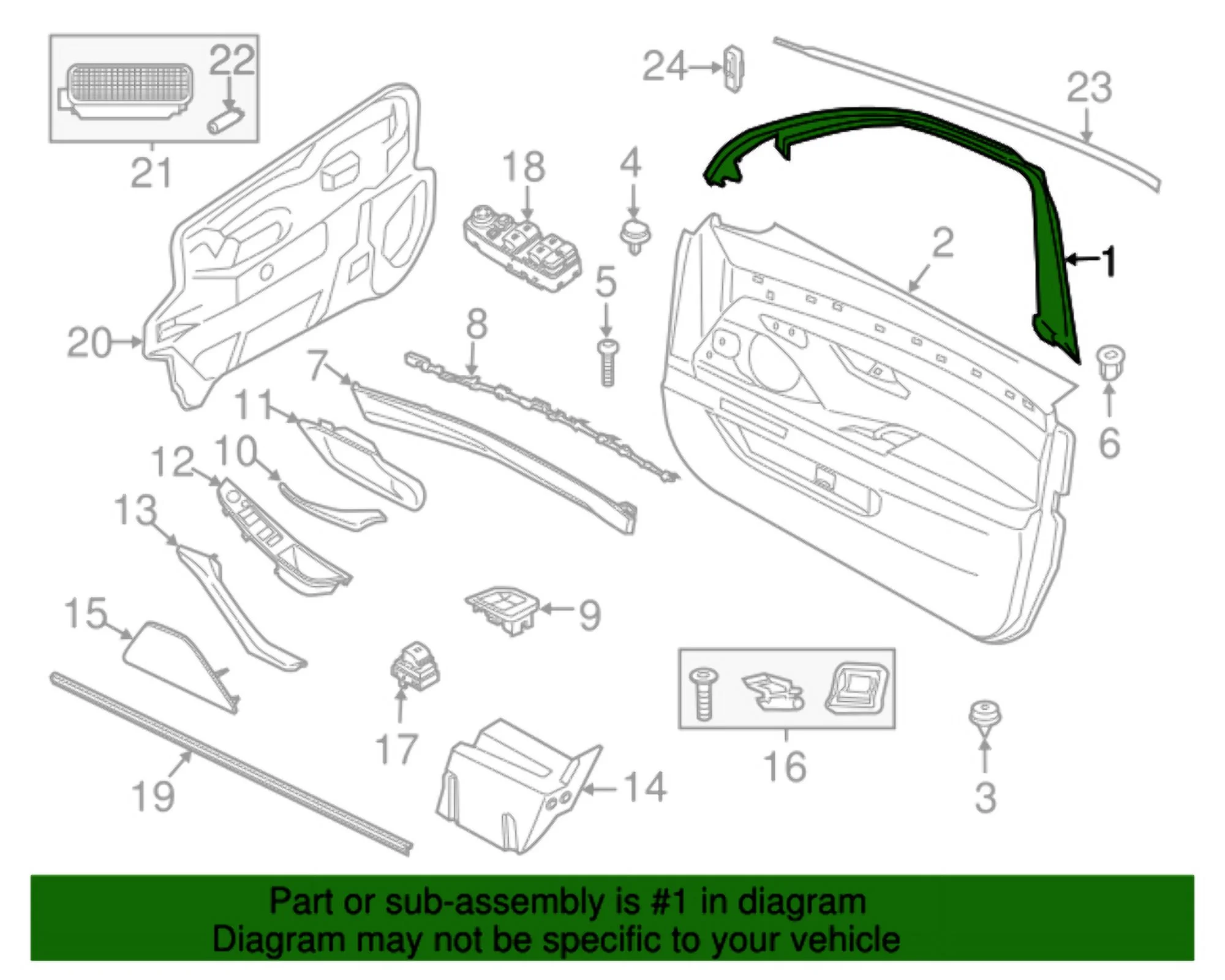 New Genuine BMW Cover Window Frame Door Front (2011-2016) OE 51337182011