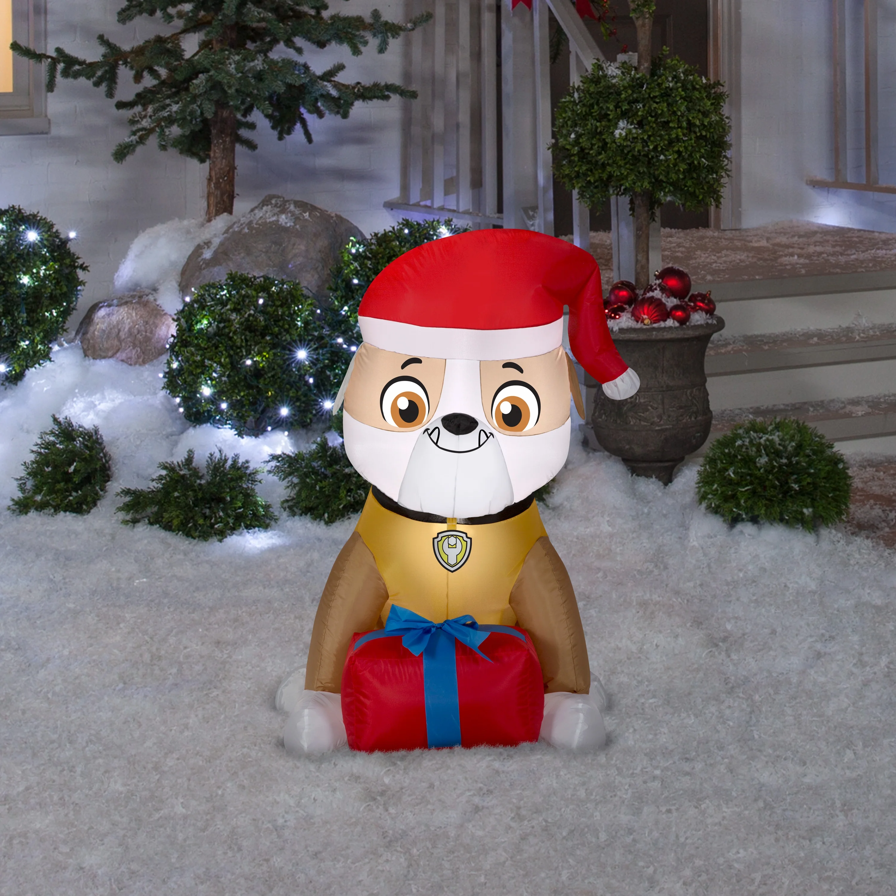 Gemmy Christmas Airblown Inflatable Rubble with Present, 3 ft Tall, Brown