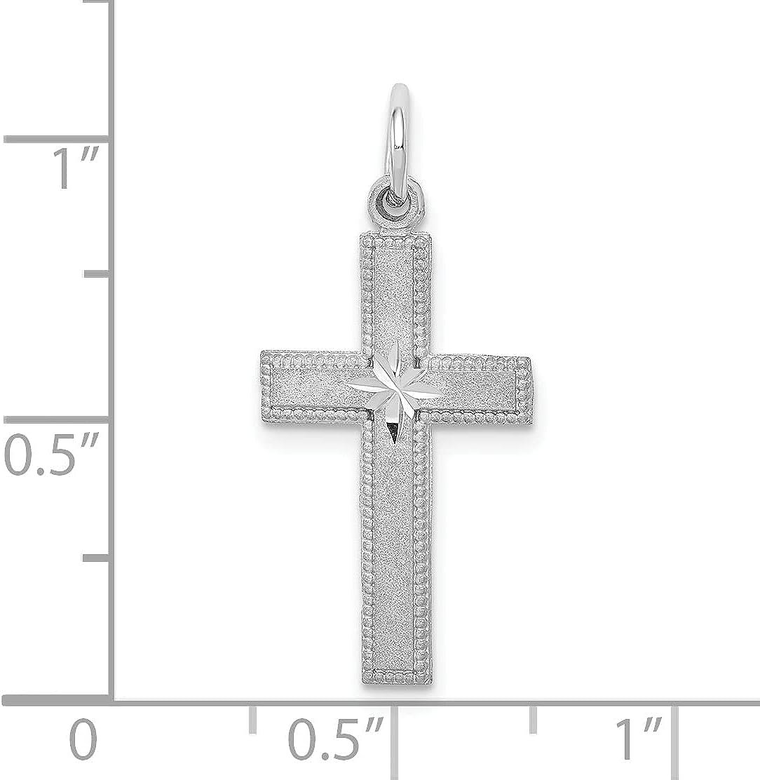 Solid 10k White Gold Diamond-cut Cross Pendant - 27mm