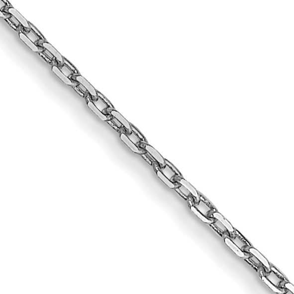 Carat in Karats 14K White Gold Ultra-thin Diamond-Cut Cable With Spring Ring Clasp Chain Necklace (18 Inches x 0.8mm)