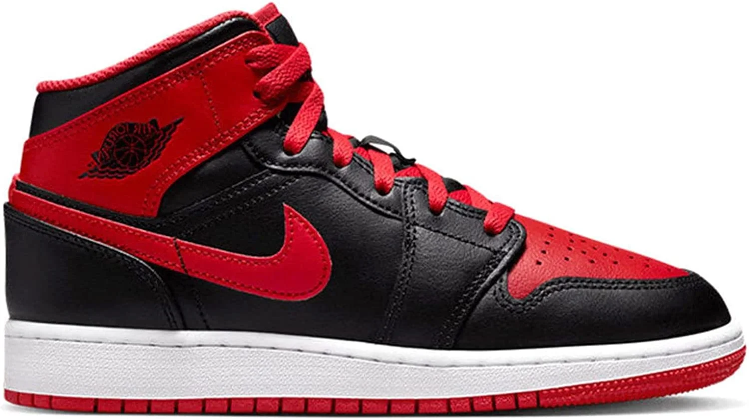 Jordan Mens Air Jordan 1 Mid Shoes,Black/Fire Red-white,13