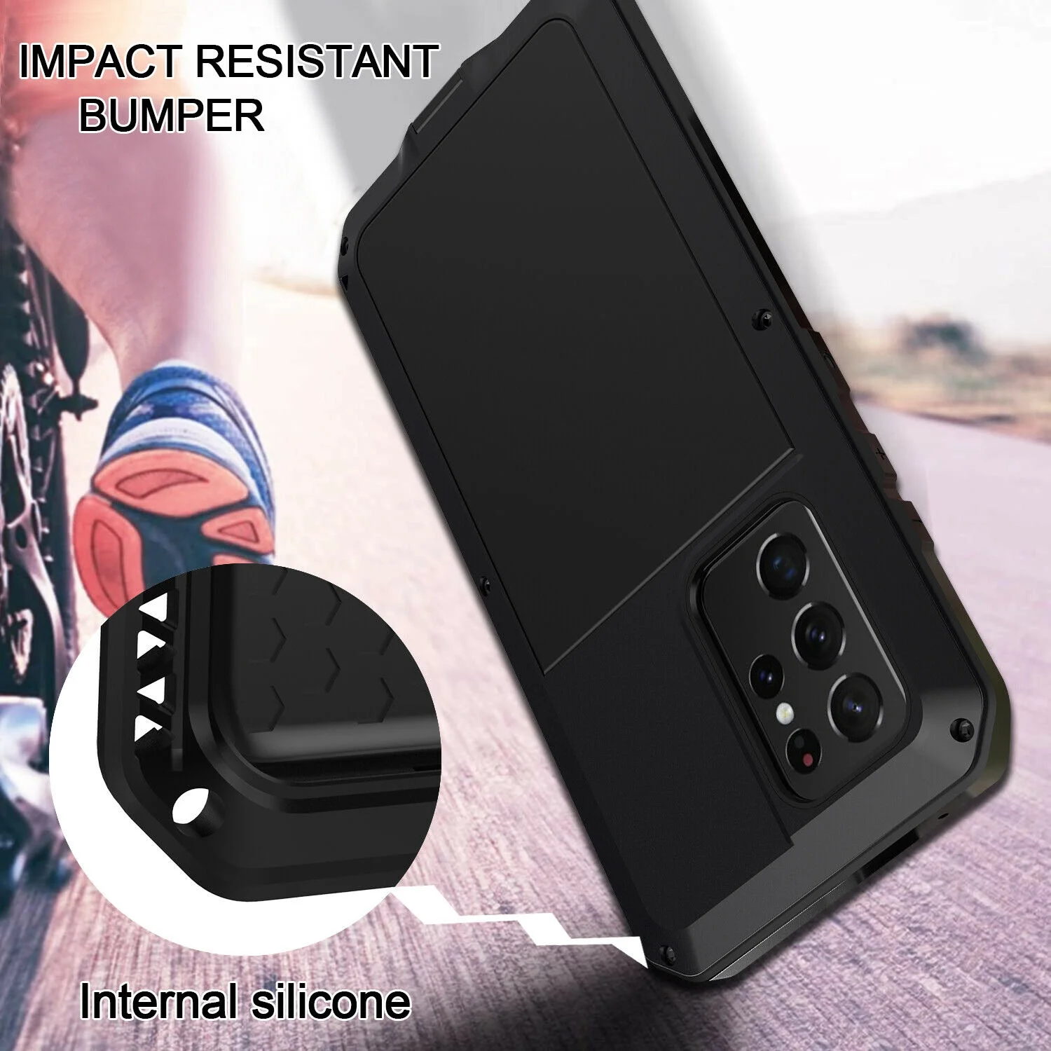 Gorilla Aluminum Metal Samsung Galaxy S21 Case (Red) Heavy Duty Military Grade Shockproof and Scratch Resistant Protection, Rugged Outdoor Travel