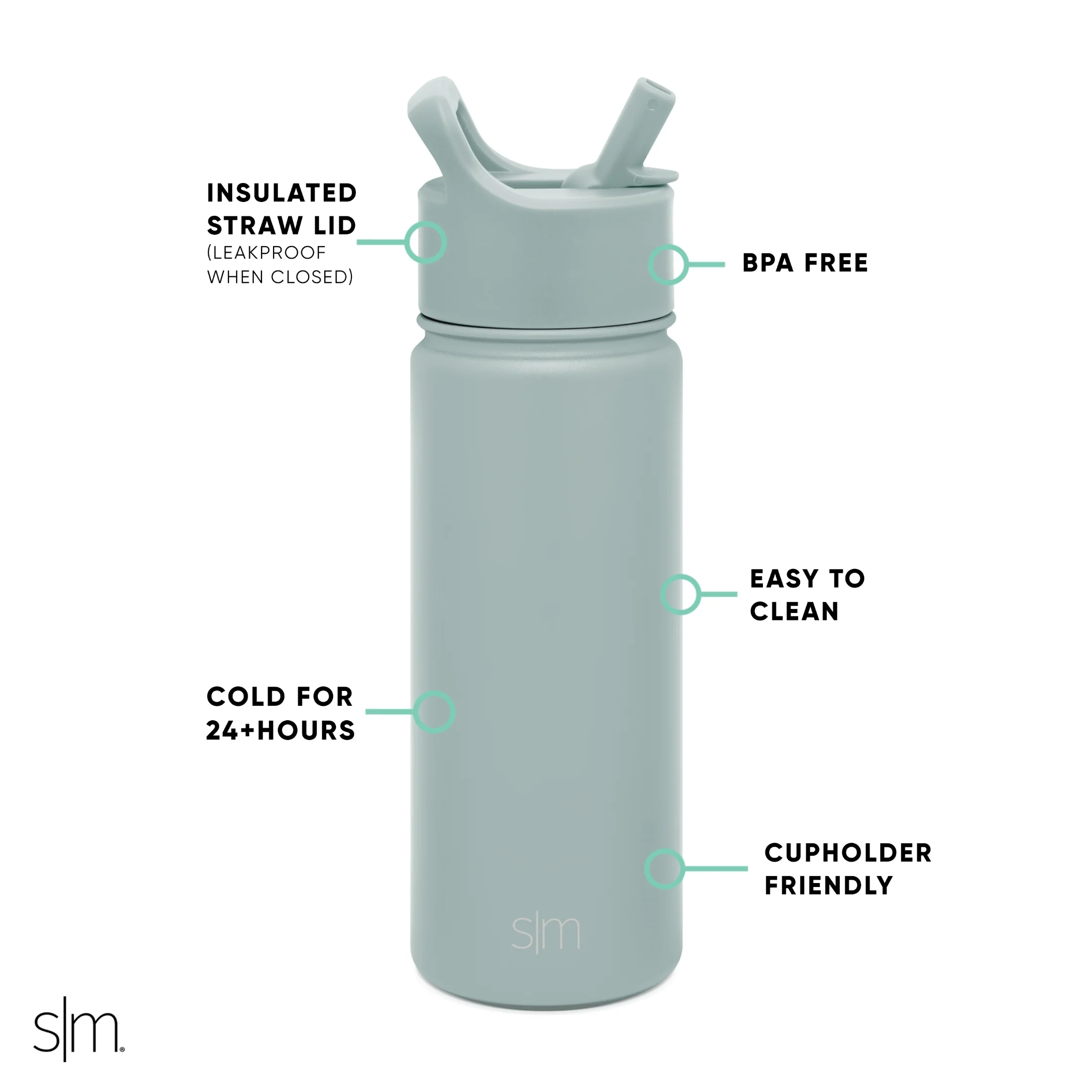 Simple Modern Summit Water Bottle Straw Lid Vacuum Insulated Stainless Steel Bottle | 18 fl oz