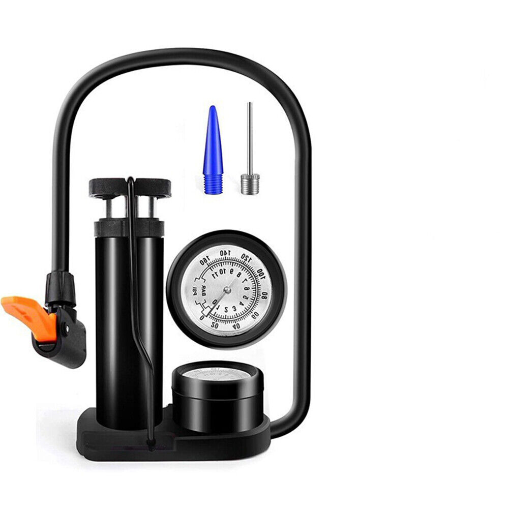 US 1-2Pc Bike Pump Mini Portable Motor Bicycle Foot Pump Pressure Gauge Tire Air