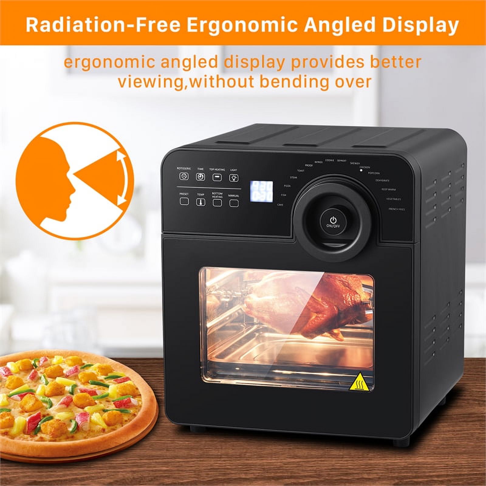 15 qt. Black 16-in-1 Digital Air Fryer Oven with Rotisserie and Dehydrator
