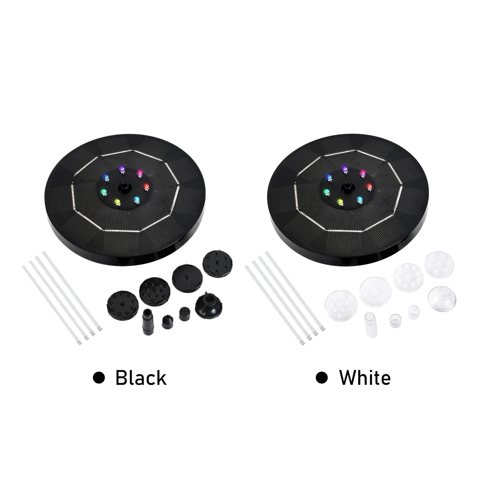 3.5W Solar Fountain Pump with Colorful Gradient 1800mAh Battery 6 Nozzles Bird Bath Fountain Pump for Bird Bath Garden Pond Patio Water Cycling