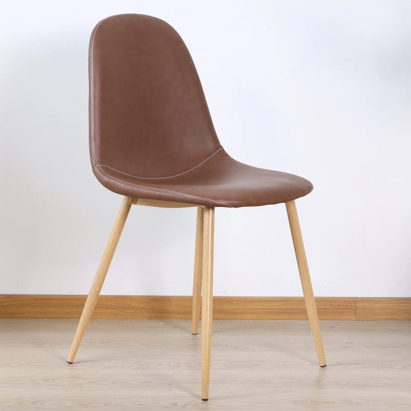 PU Dining Chair Set of 2 Mid Century Modern Side Dining Kitchen Chair Upholstered Dining Chair for Kitchen Restaurant and Living Room, Brown