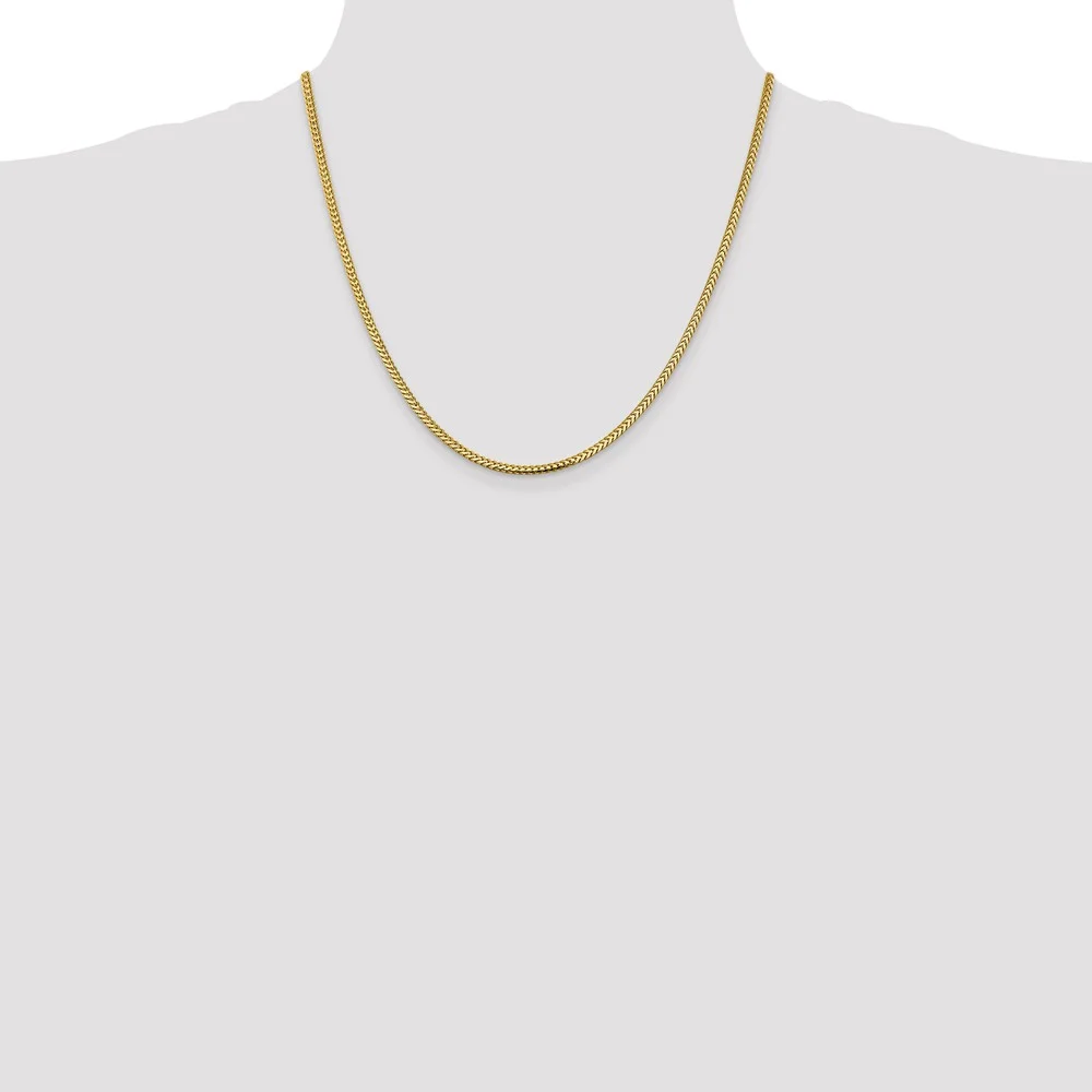 Real 14kt Yellow Gold 2.3mm Franco Chain; 20 inch; Lobster Clasp; for Adults and Teens; for Women and Men