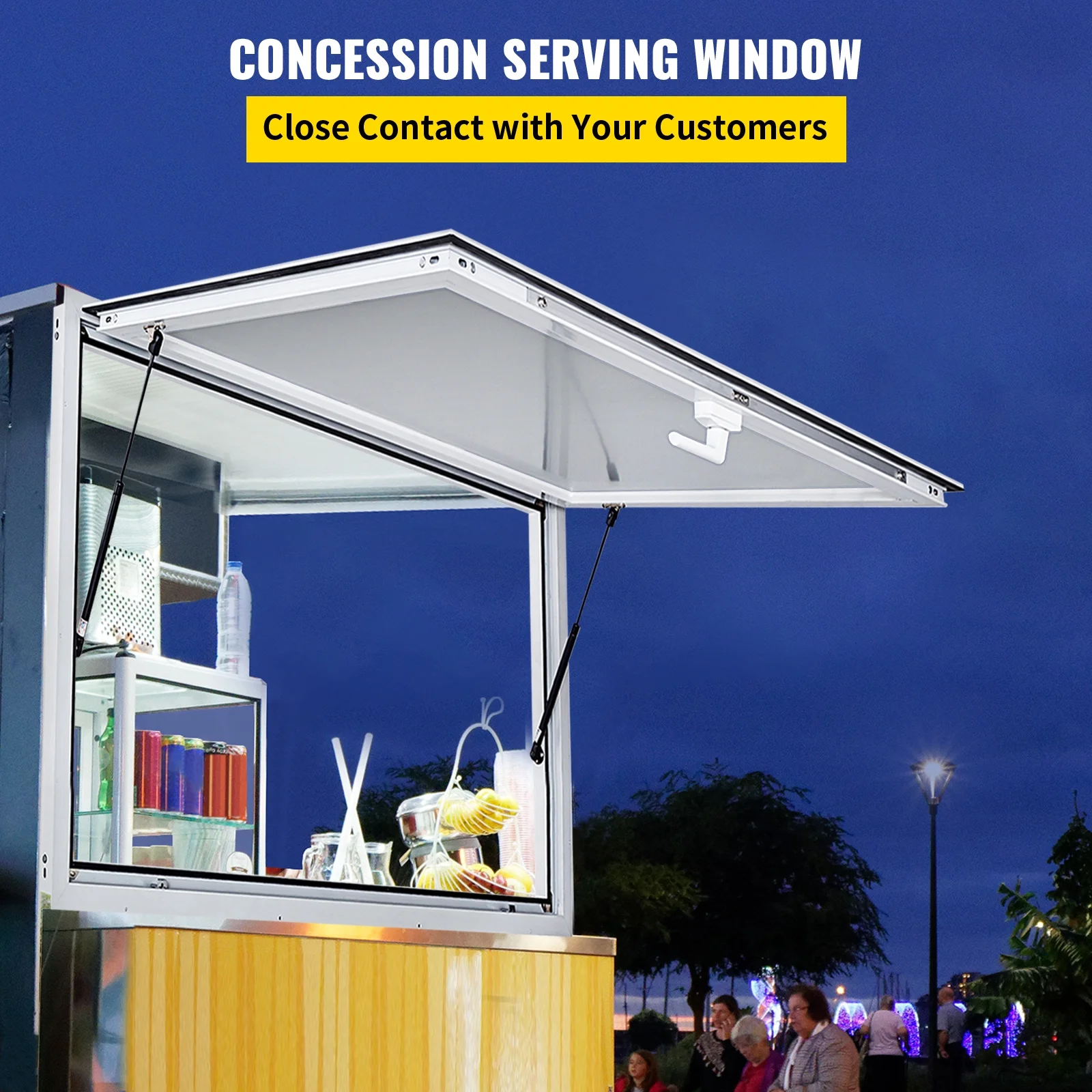 BENTISM Concession Stand Window, Concession Windows, 53 x 33 Inches, with Awning Cover