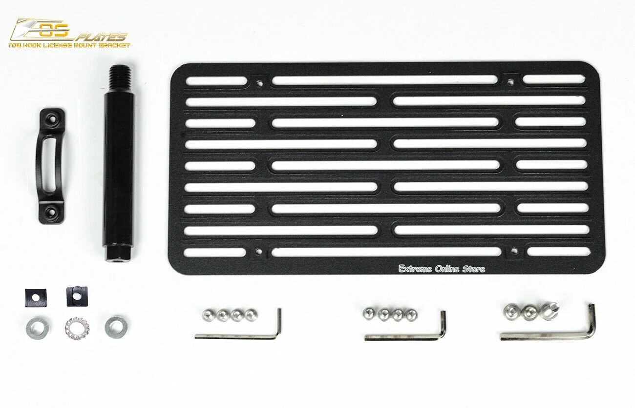 Replacement For 2020-Present Mini Cooper SE Hatchback Models | EOS Plate Version 2 Full Sized Front Bumper Tow Hook License Plate Relocator Mount Bracket Tow-573-V2