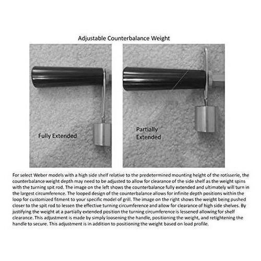 Onegrill 3WSS48B Stainless Steel Grill Rotisserie Kit (Compatible With Weber 300 Series 3 Burner Genesis/Genesis II/Spirit/Spirit II) W/Matte Black Cordless Motor