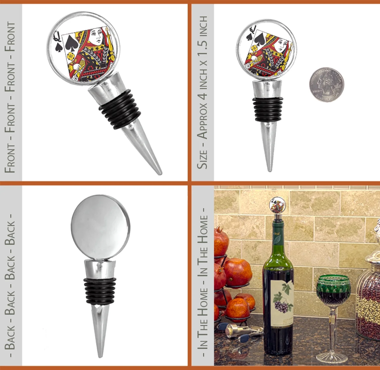 Queen of Spades Playing Cards Deck Wine Stopper