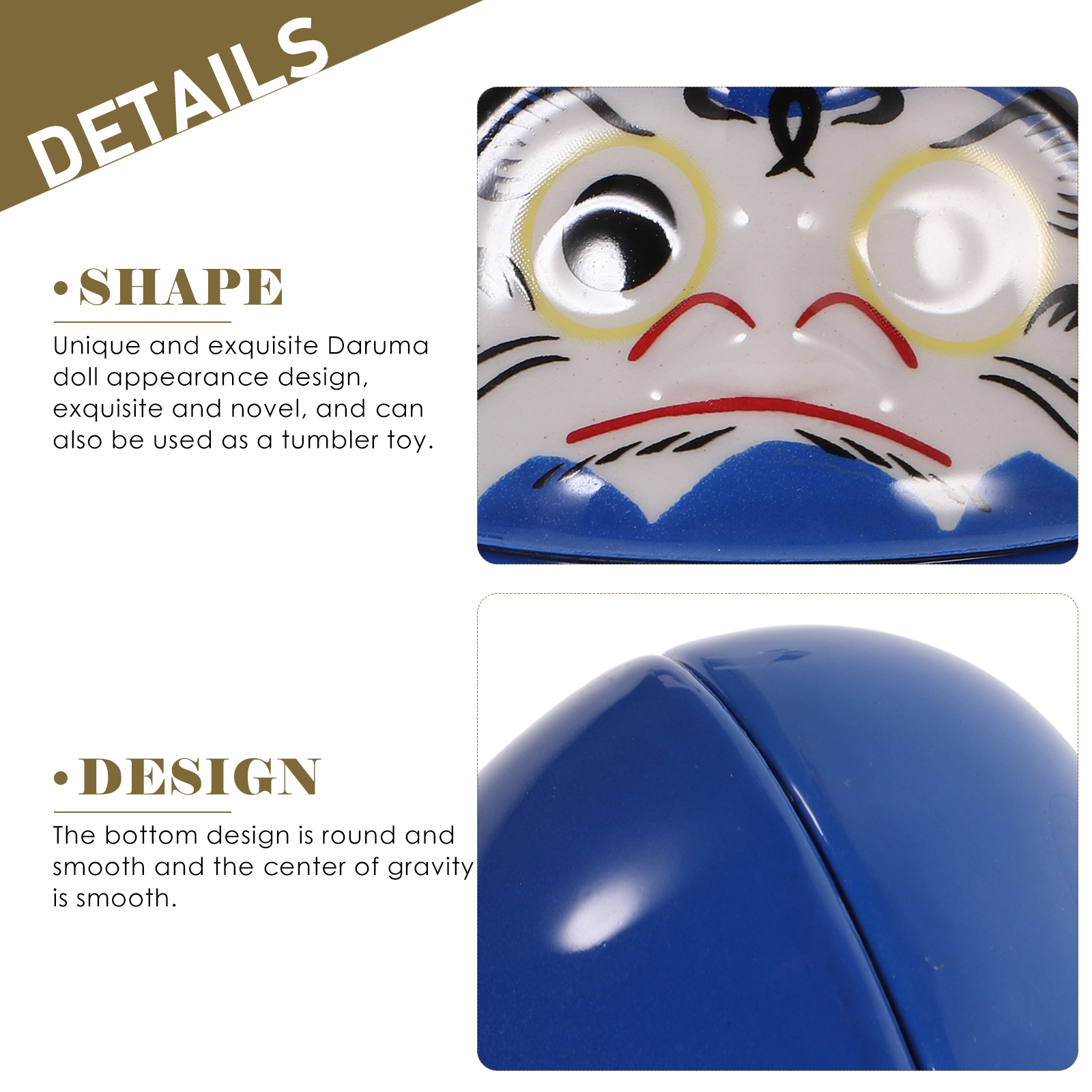 2pcs Daruma Japanese Ochoko Daruma Tumbler Ceramics Daruma Fortune Dolls Porcelain Daruma Dolls Statue for Table Home Desktop Ornaments Black