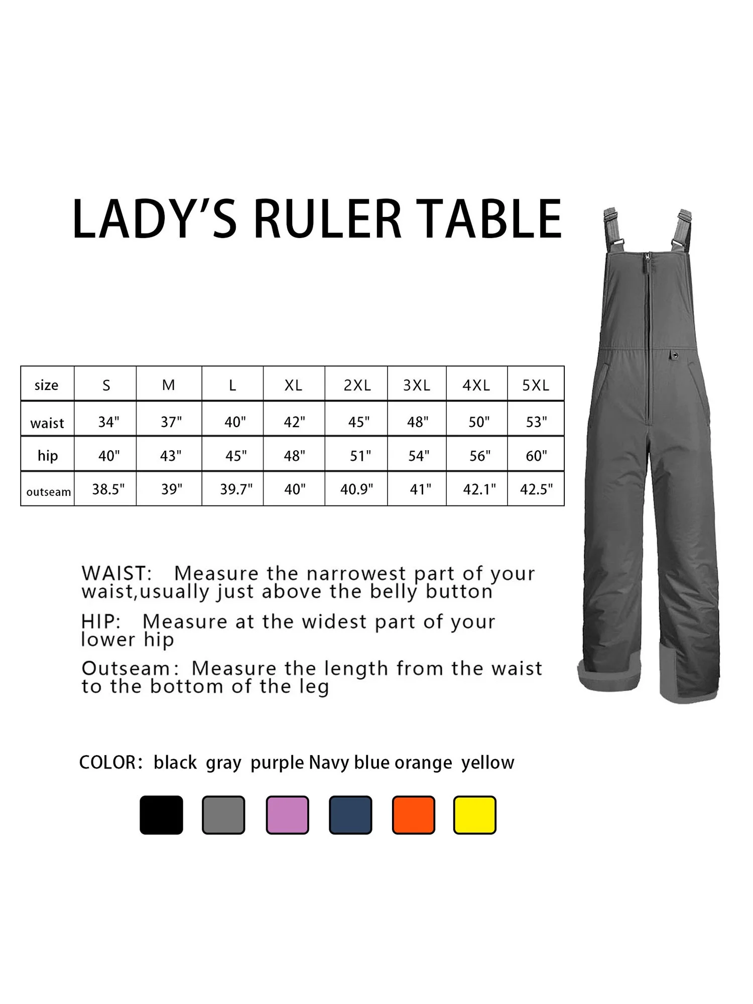 xkwyshop Womens Insulated Water Resistant Ski Snow Bib Pants Windproof Jumpsuit Snowboard Pants Purple XL