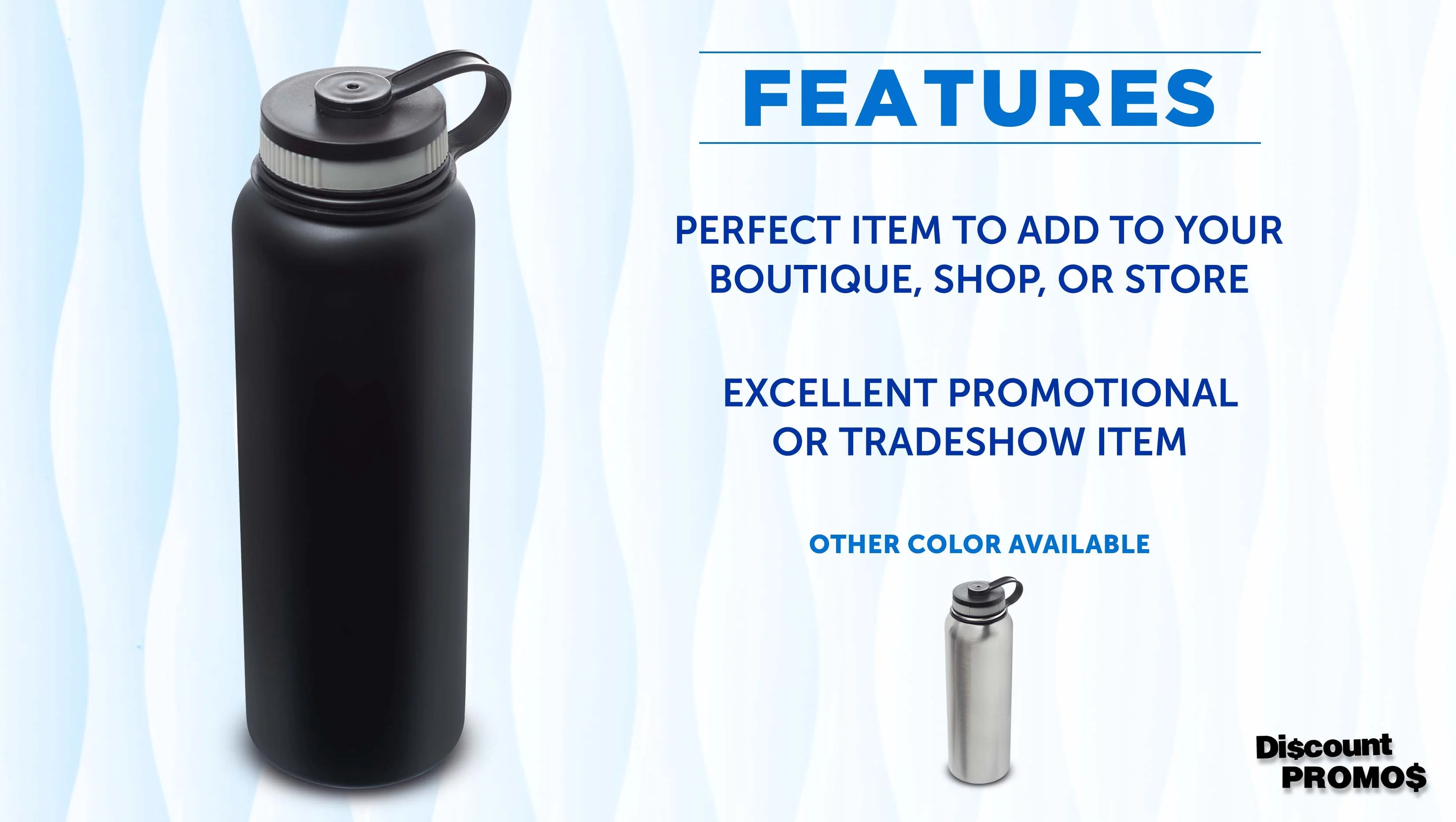 6 Stainless Steel Vacuum Water Bottles Set, 41 oz. - Double wall - Black