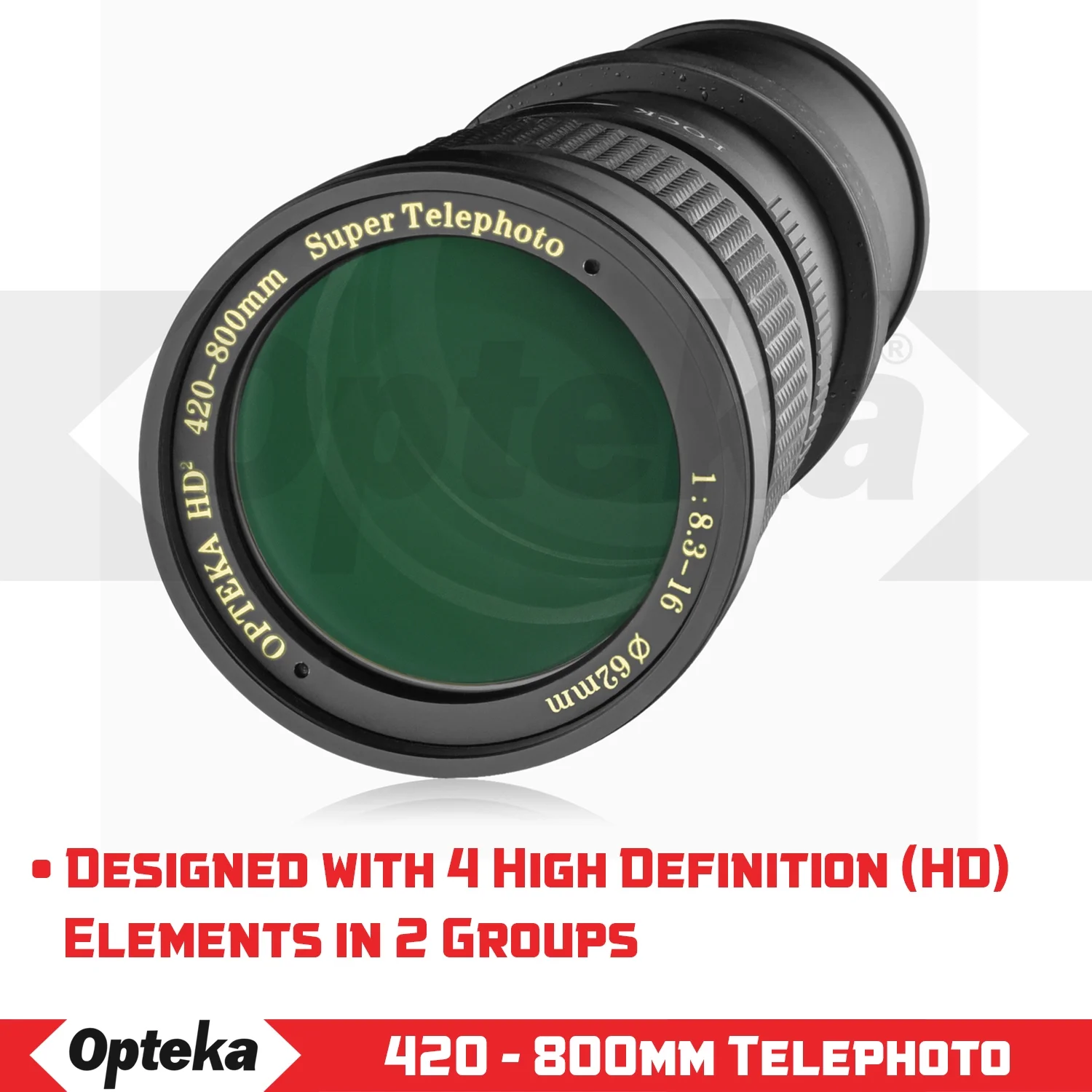 Opteka 420-800mm (w/ 2x- 840-1600mm) f/8.3 HD Telephoto Zoom Lens for Nikon DX FX F Mount Digital SLR Cameras