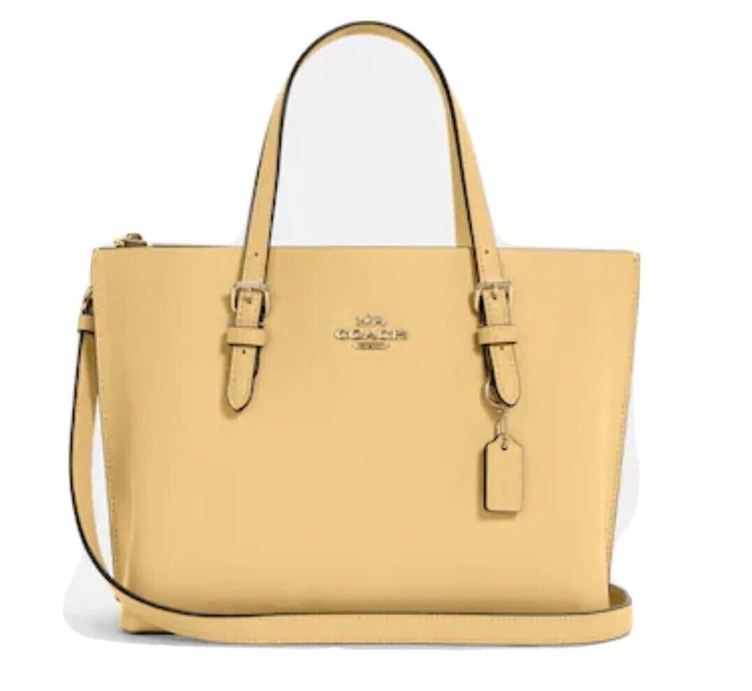 Coach Women's Mollie Tote 25 Leather Satchel Handbag (Vanilla)