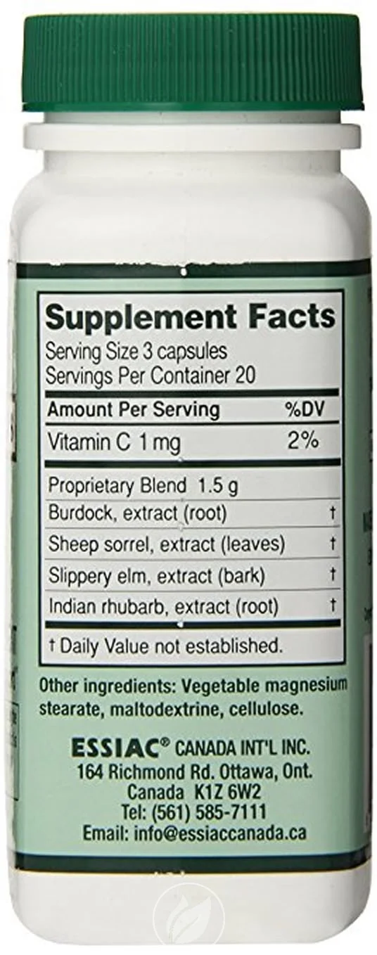 (2 Pack) Essiac International Essiac Herbal Supplement Vegicaps 500mg 60 Capvegi