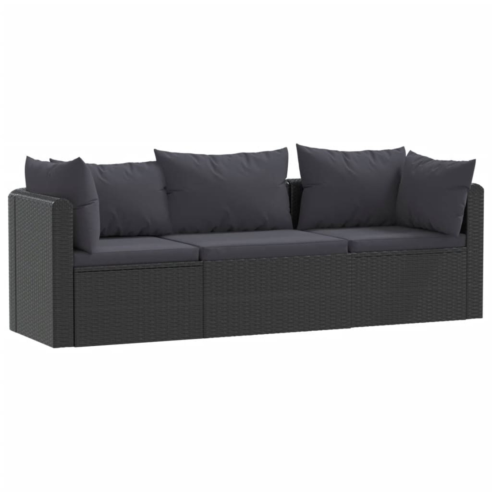 ametoys 3 Piece Patio Sofa Set with Cushions Poly Rattan Black