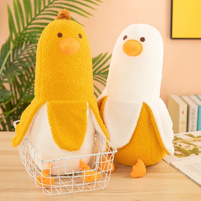2023 Hot Selling Models Kawaii Banana Duck Plush Toys 27CM Soft Down Cotton Cartoon Cushion Decoration Girl Gifts 27CM white