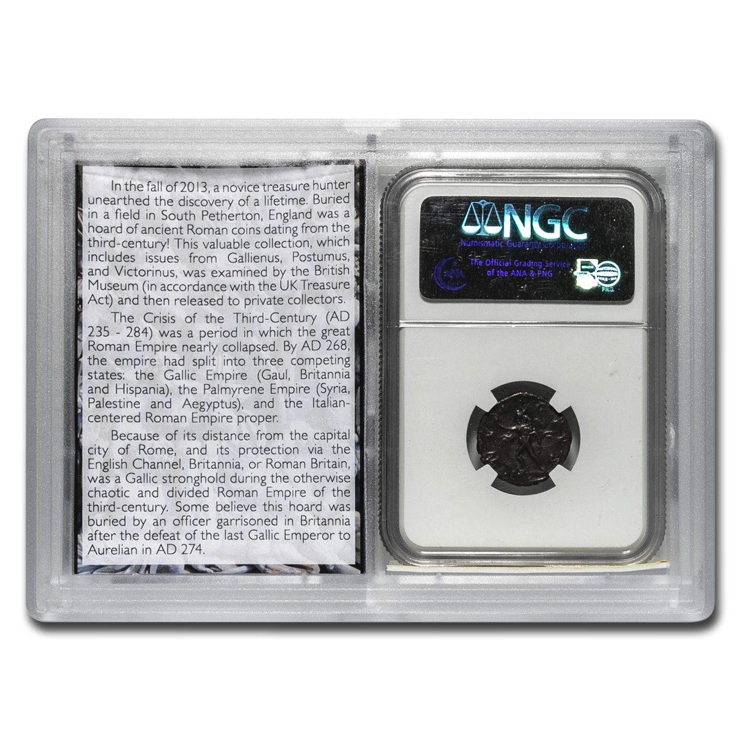Roman BI Dbl Denarius Victorinus XF NGC (Petherton Hoard Vault)