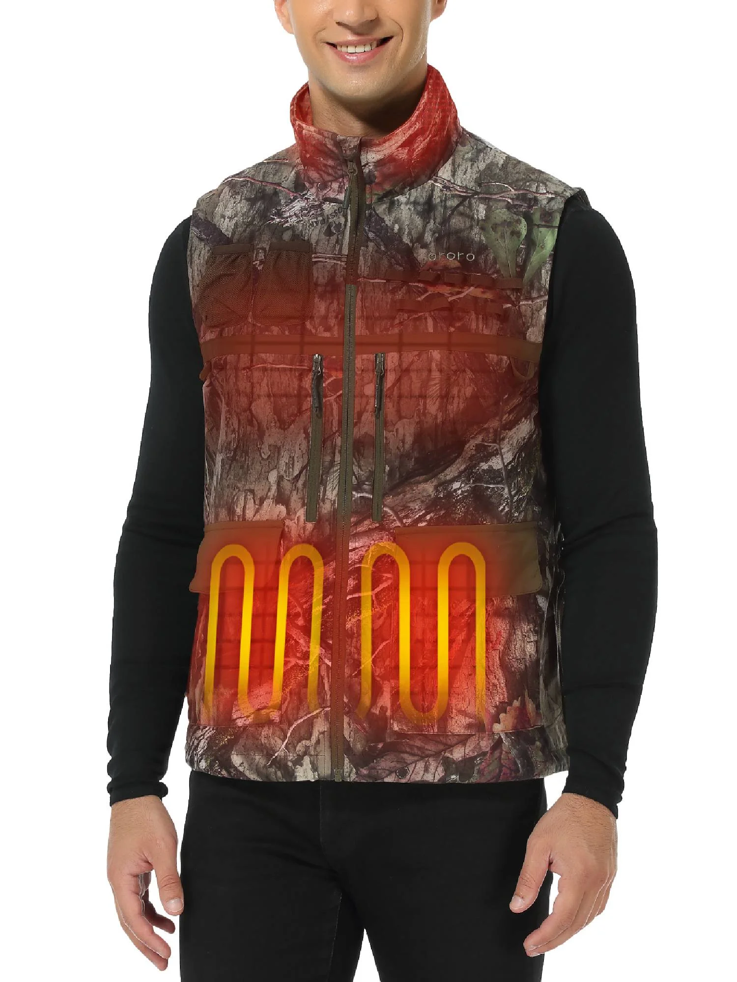 ORORO Men's Hunting Heated Vest with All-New Battery Pack (Camouflage,L)