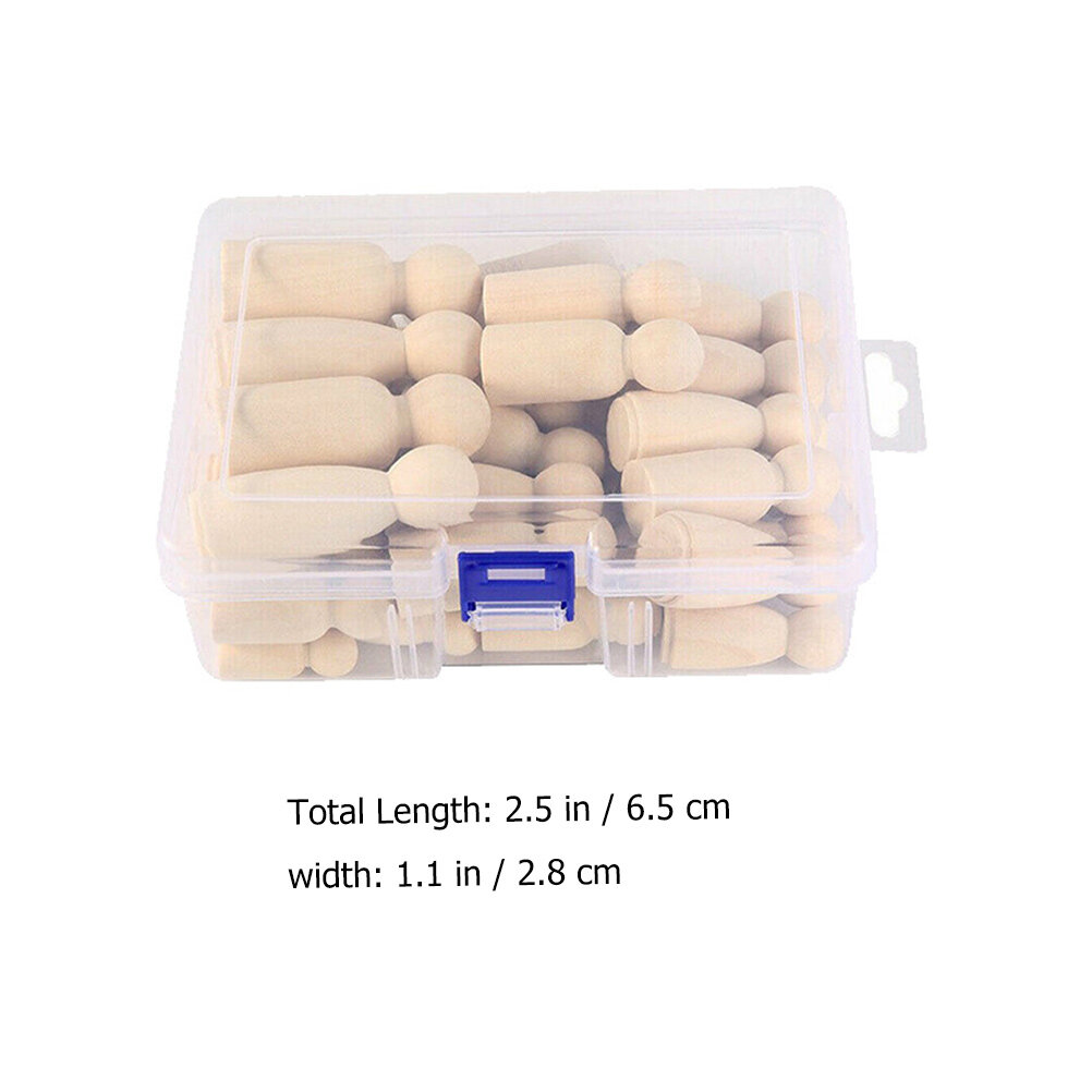 1 Box 50pcs Unfinished Wood Dolls Wooden Peg Dolls Wood People Toys (Khaki)