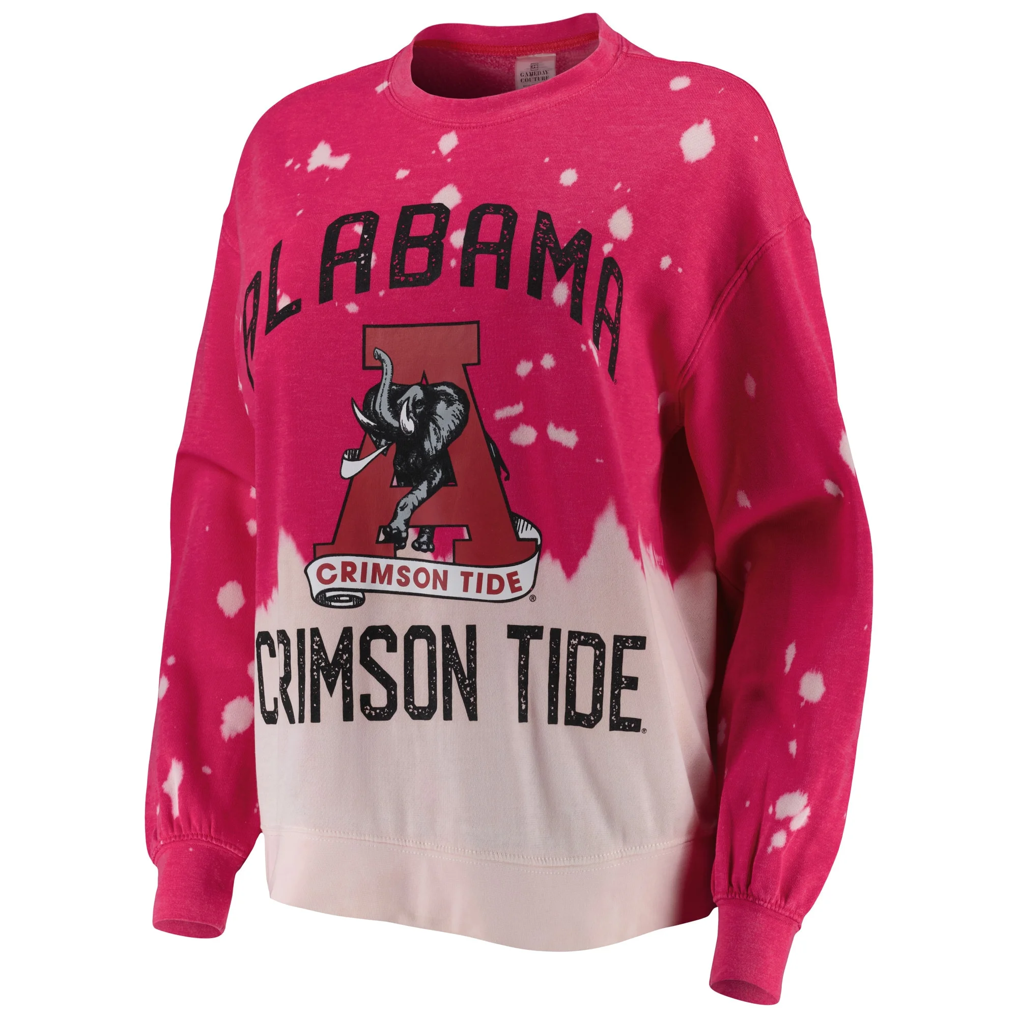 Women's Gameday Couture Crimson Alabama Crimson Tide Twice As Nice Faded Dip-Dye Pullover Long Sleeve Top