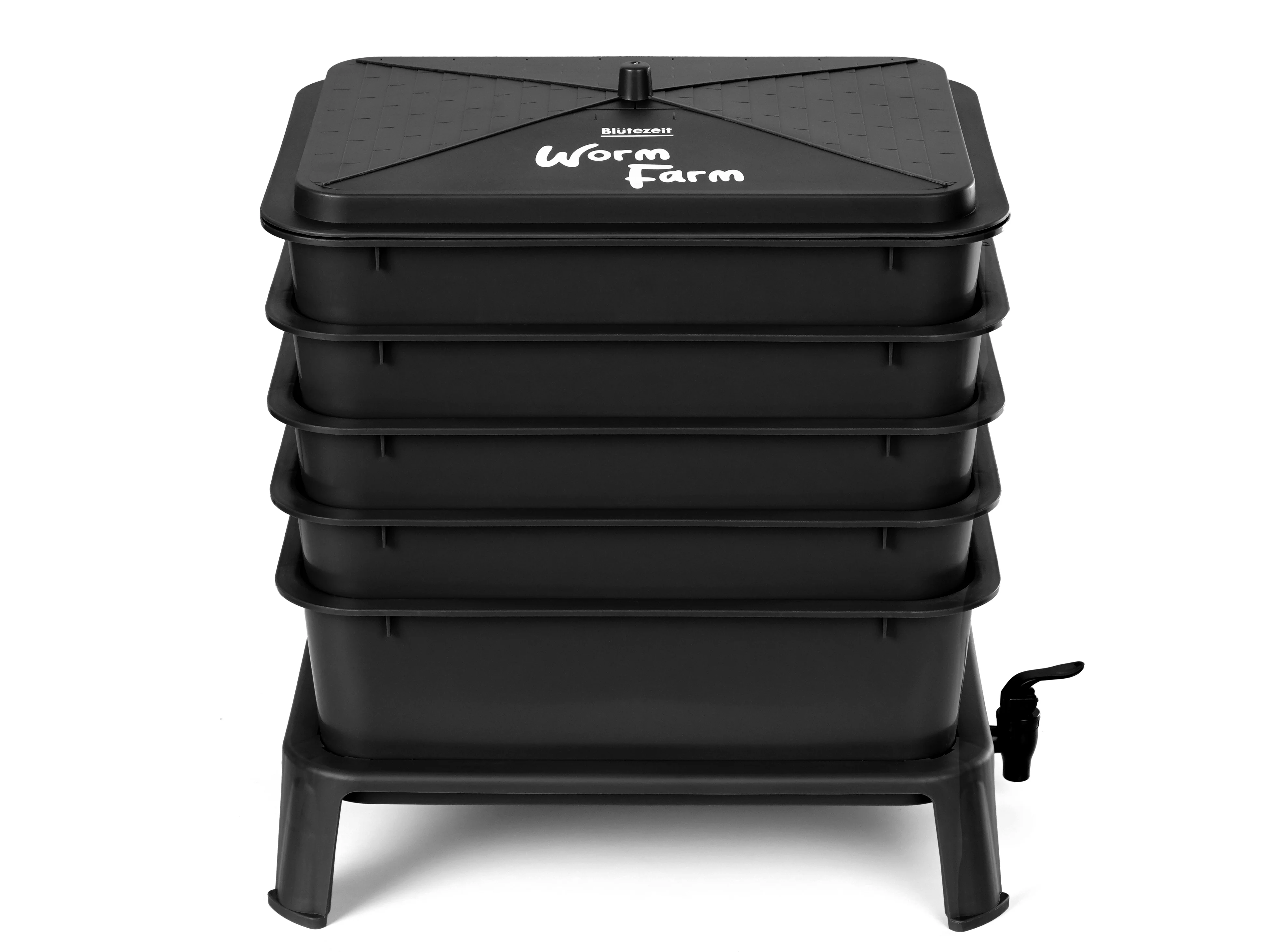 Blütezeit Worm Composter 5-Tray, Compost Bin Worm Farm with Complete Kits, Easy Setup for Compost Starter Harvest Worm Casting, Worm Tea, Recycling Food Waste (Black)