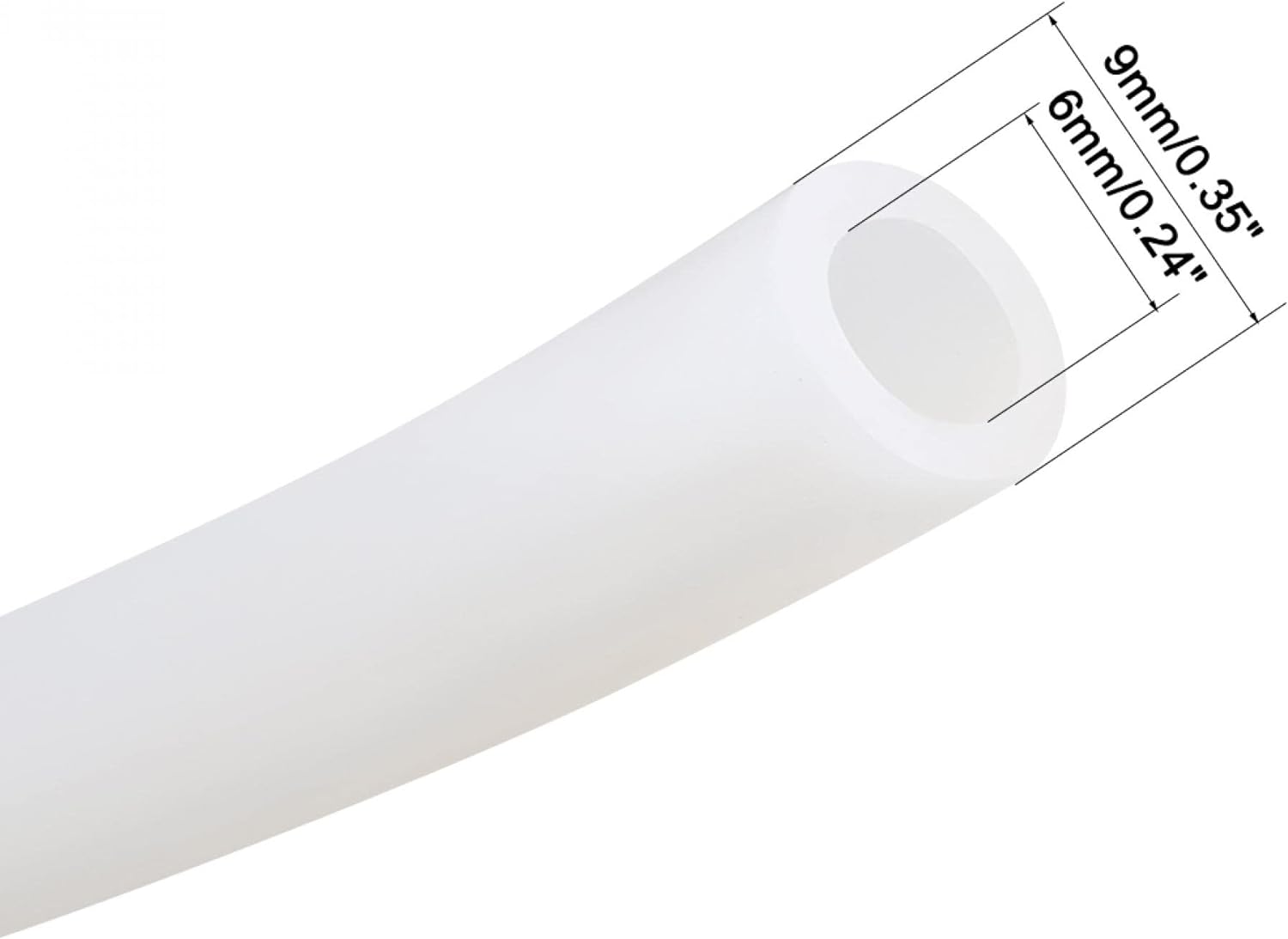 uxcell Silicone Tube 6mm ID X 9mm OD 3.3' Flexible Silicone Rubber Tubing Water Air Hose Pipe Translucent for Pump Transfer