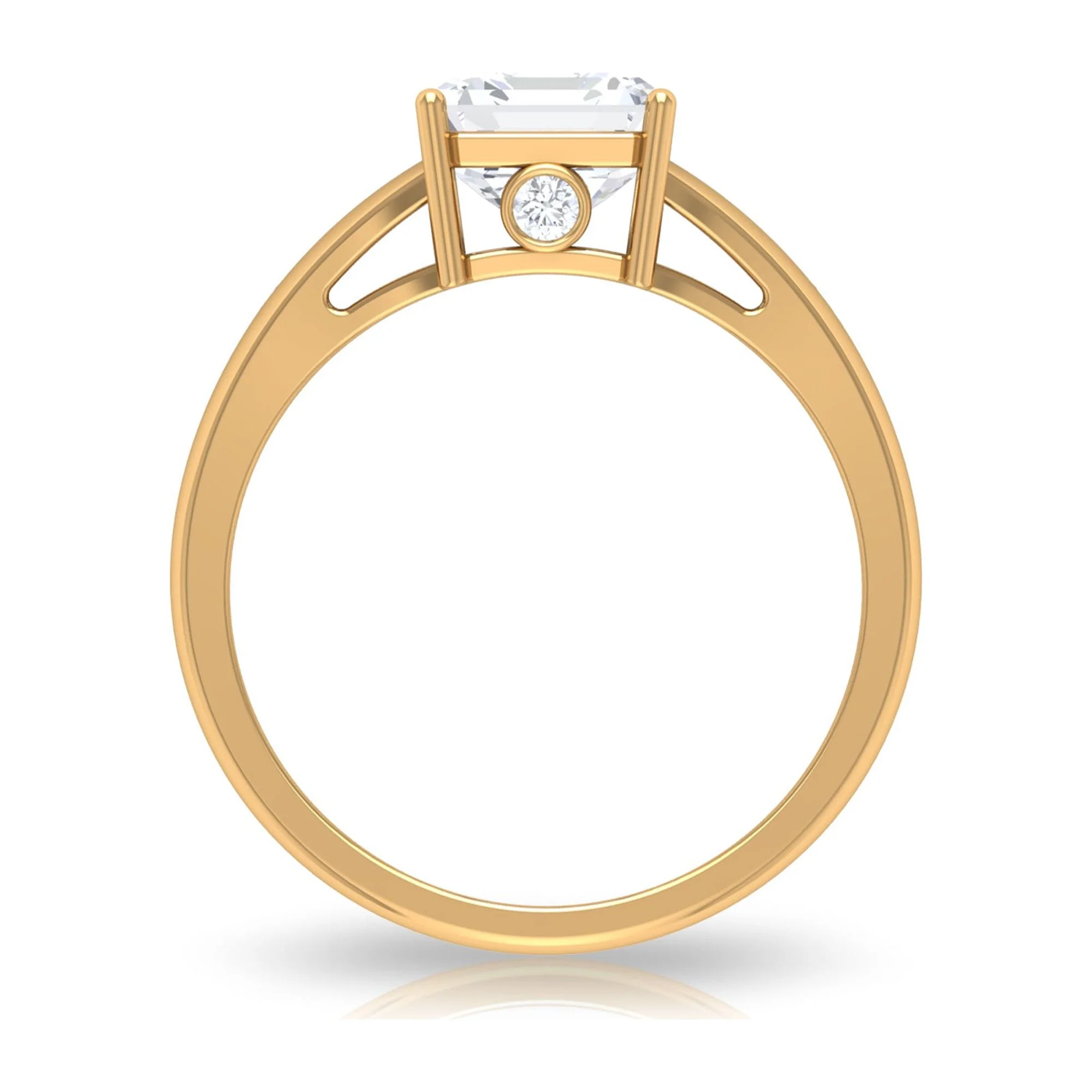 2.25 CT Moissanite Solitaire Ring for Women, 7 MM Asscher Cut Moissanite Engagement Ring, Certified Moissanite Gold Ring with Split Shank, 18K Yellow Gold, US 8.00