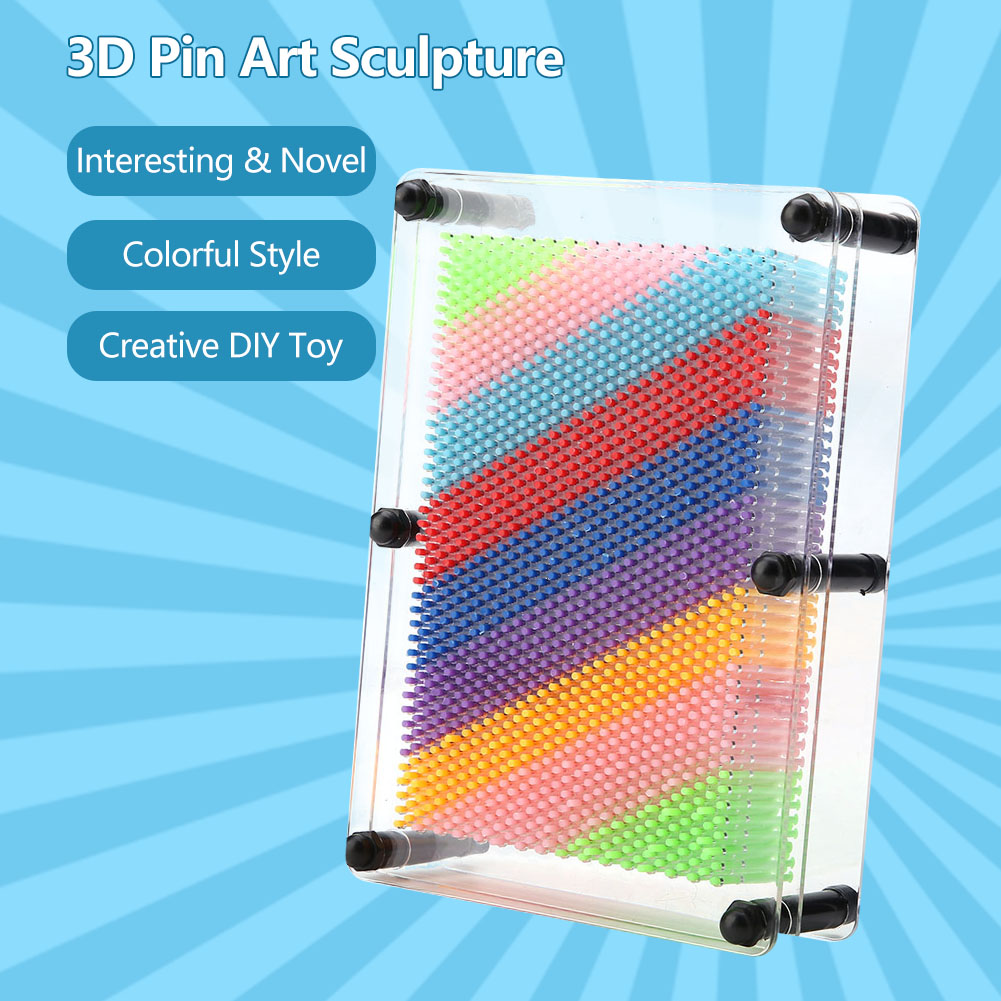 3D Metal Pin Art Board, Hand Art Board Multi Size Colour Plastic Needle Carving Novelty Kids Toys 3D Fun Desktop Sculpture Gadget For Decoration Gift