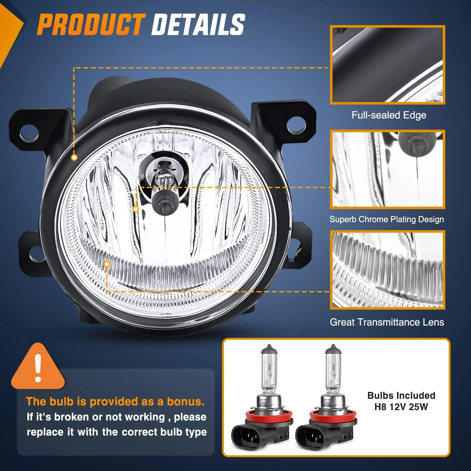 Nilight Fog Lights Assembly Compatible with Honda Civic Sedan Fog Light Assembly 2013-2021 Honda Civic 2015-2020 Honda Fit 2019-2020 Honda HR-V, 2 Years Warranty