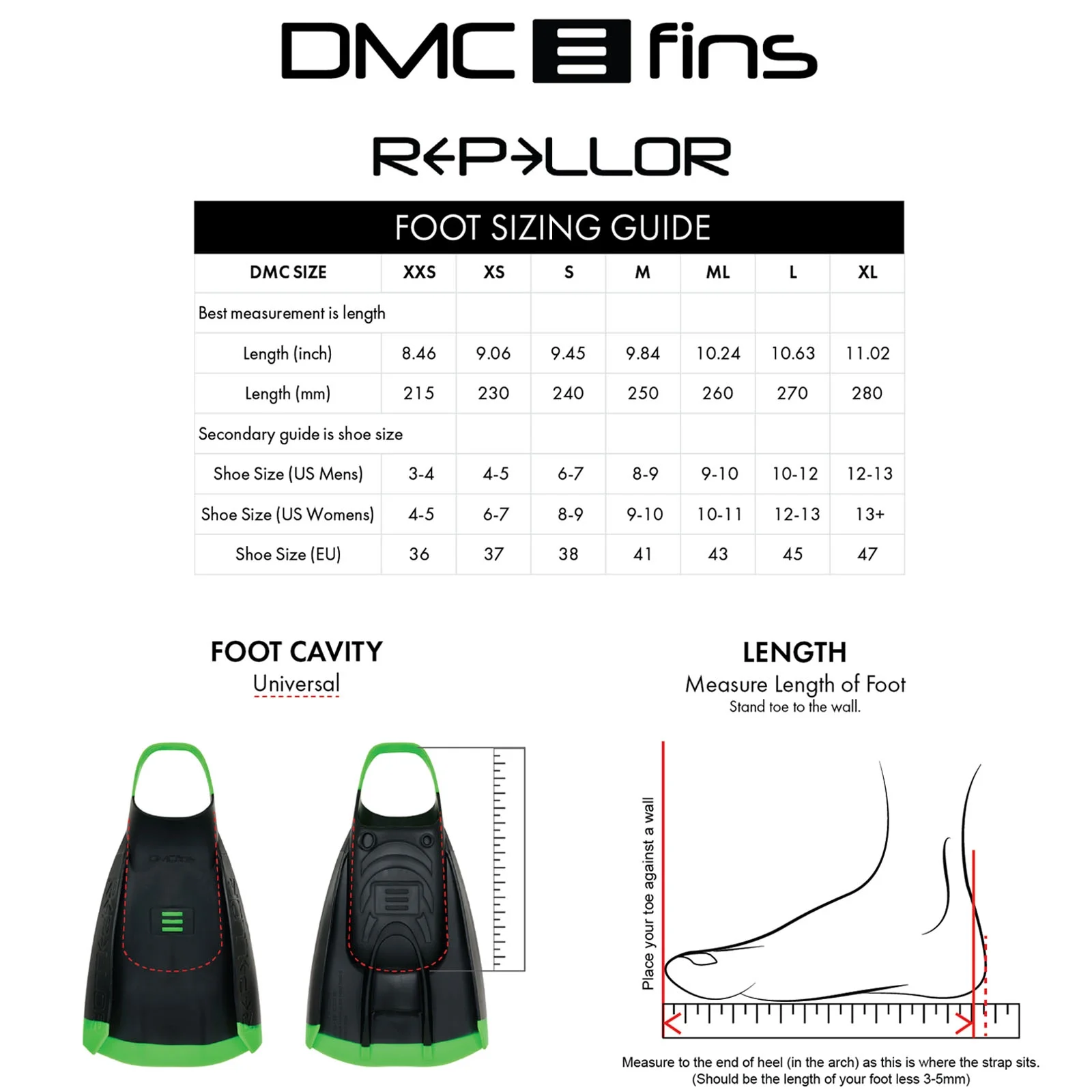 DMC Repellor Silicone Swimfins - Black DFord Model - XL